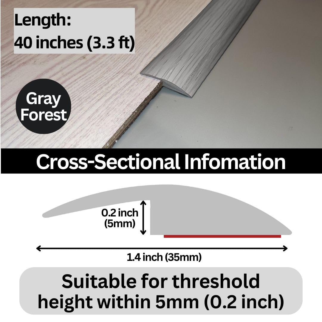 Floor Transition Strip Self Adhesive Carpet Wood Tile Vinyl Flooring Laminate Transition Cover Edge Trim Gap Doorway Threshold for Uneven Floors Heights Within 5 mm
