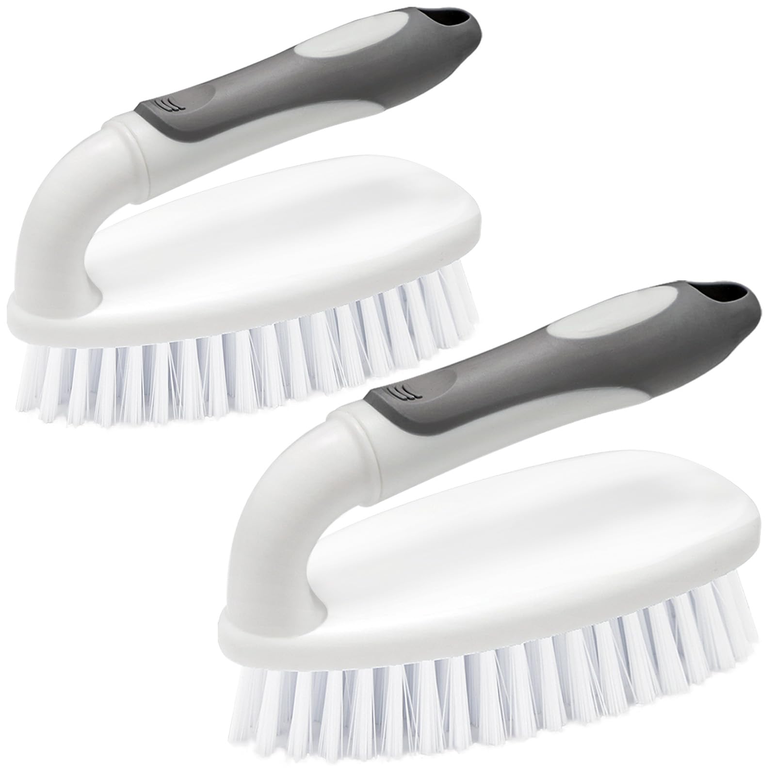 Heavy Duty Scrub Brush with Stiff Bristles 2 Pack Gray