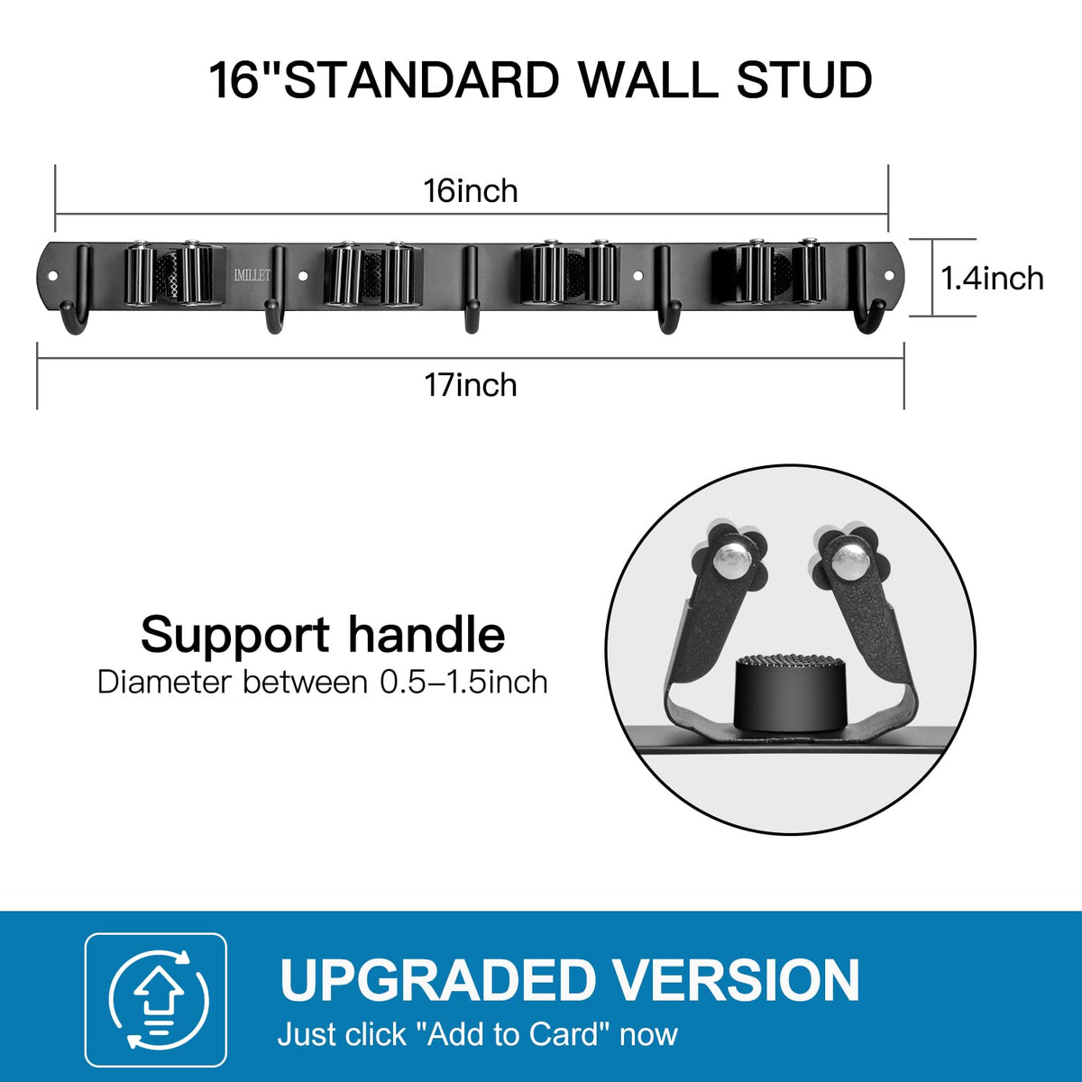 2 Pack Broom Holder Wall Mount (2 Count)