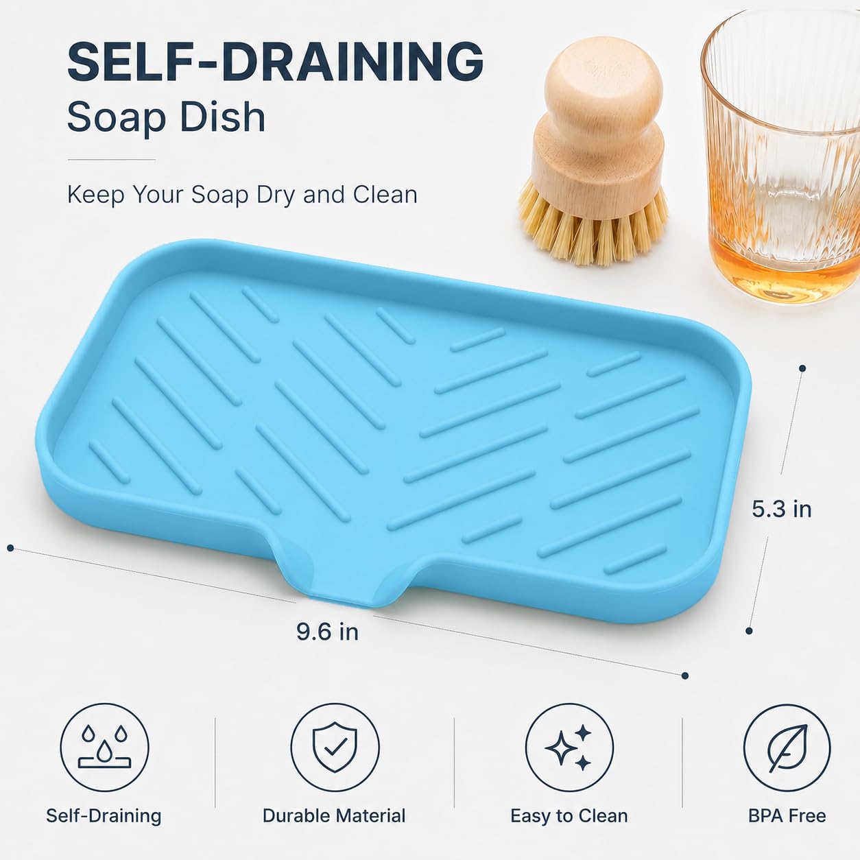 Silicone Soap Dish with Drain Spout