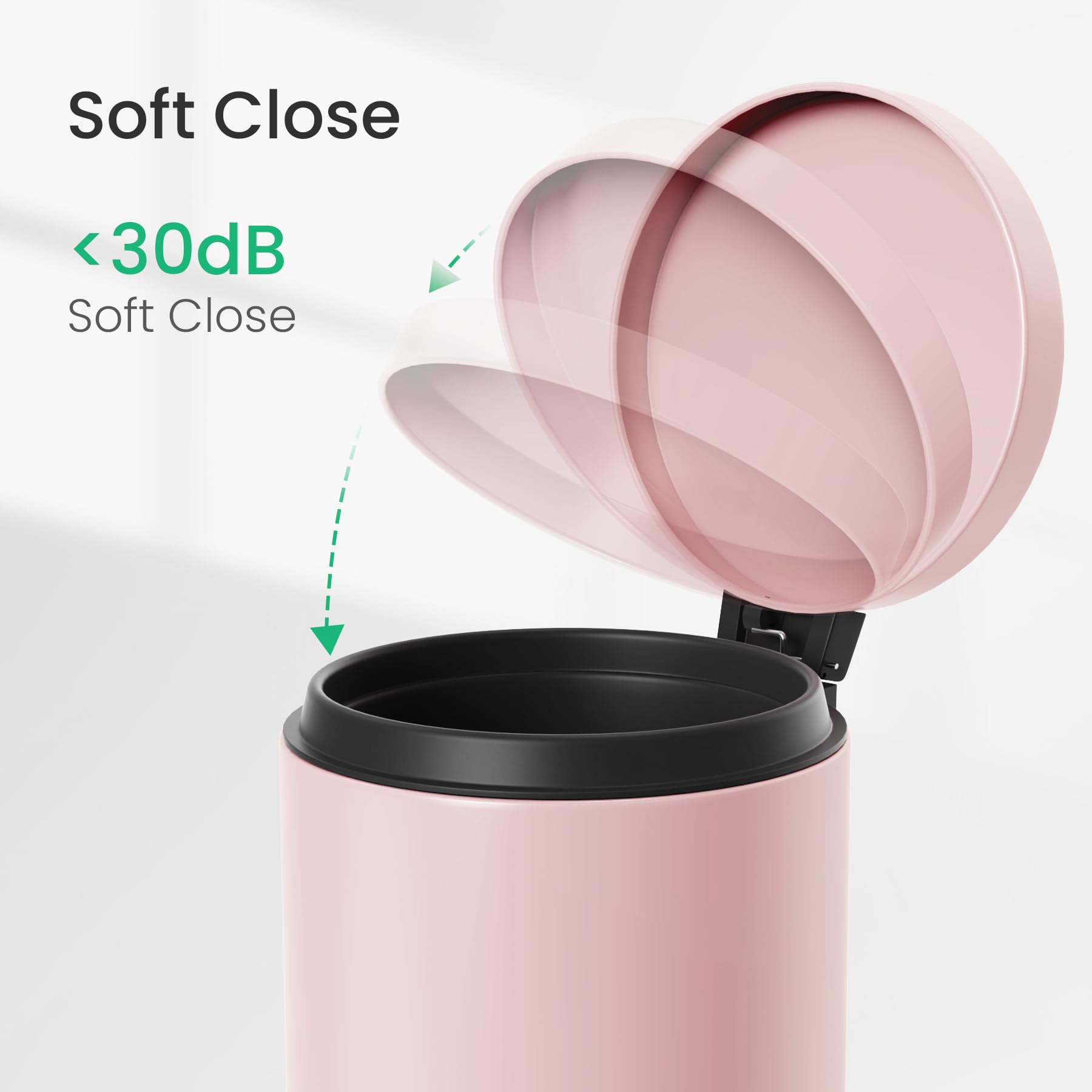 Small Round Bathroom Trash Can with Lid Soft Close