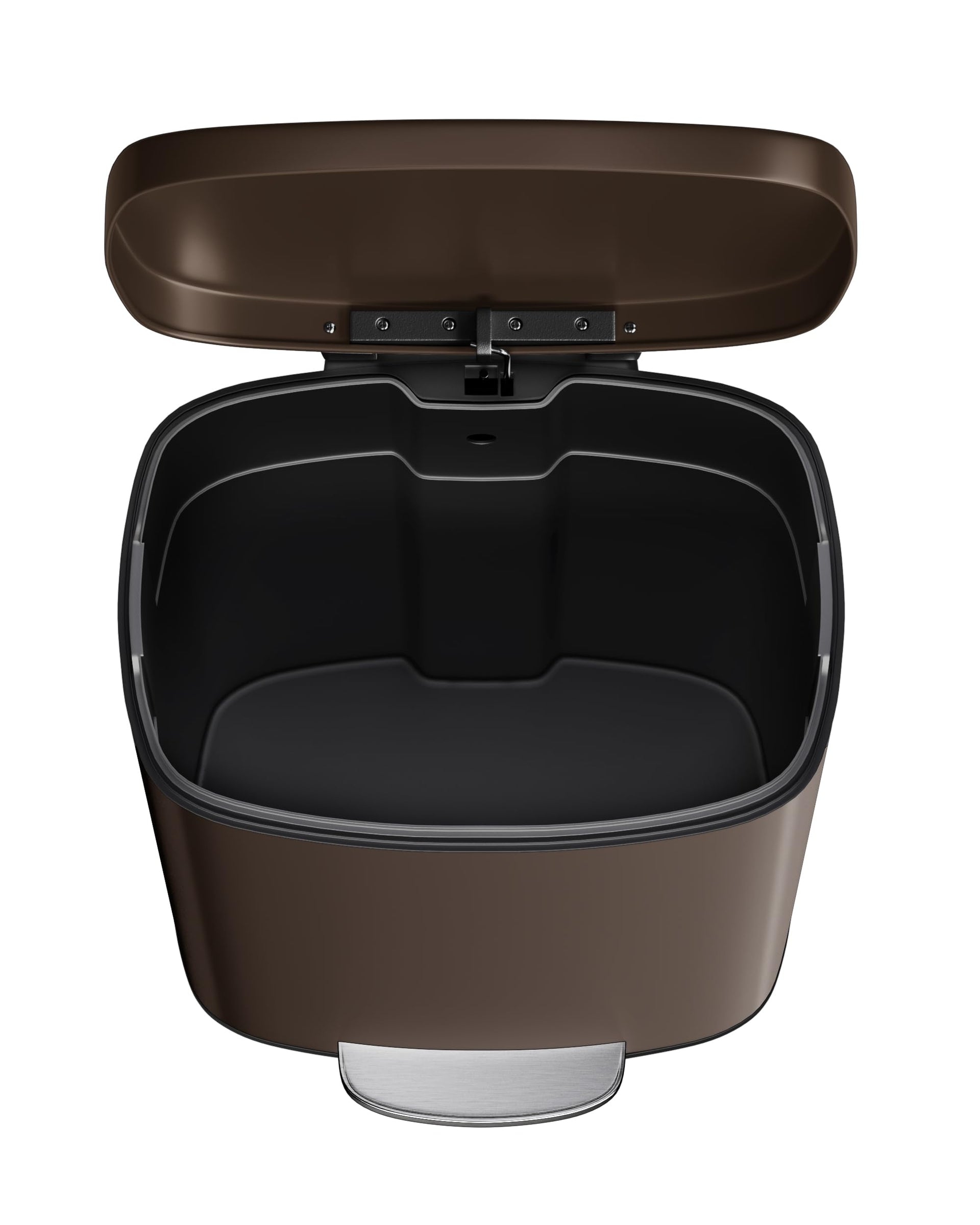 13 gal (50 L) and 2.6 gal (10 L) Metal Trash Can Combo Set, Rustproof Garbage Can with Lid, Step-on Trash Bin with Inner Bucket, Rear Handle, Brown
