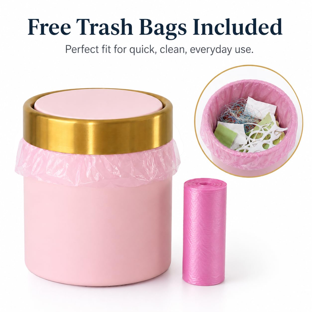Pink Mini Countertop Trash Can with Lid