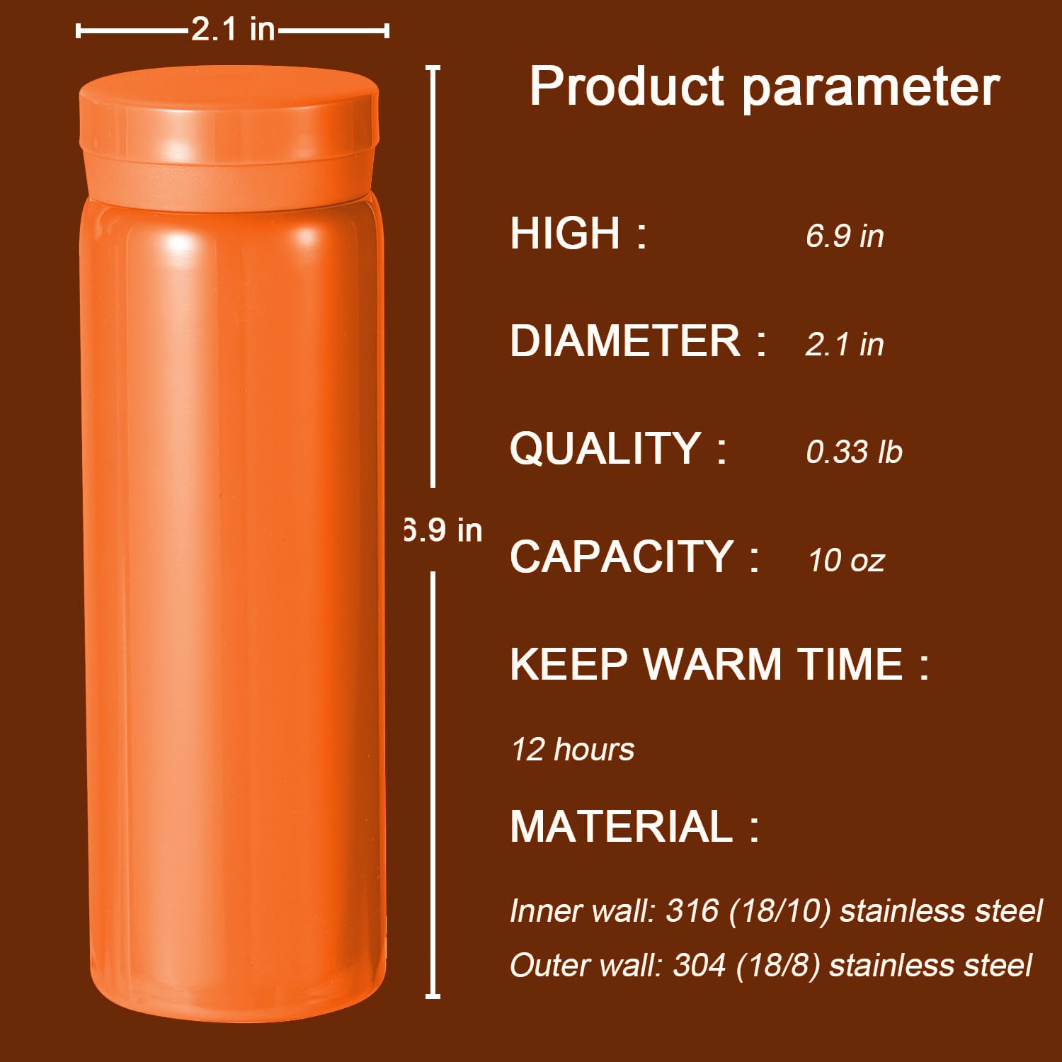 10oz Mini Water Bottle Stainless Steel Thermos Small Flask