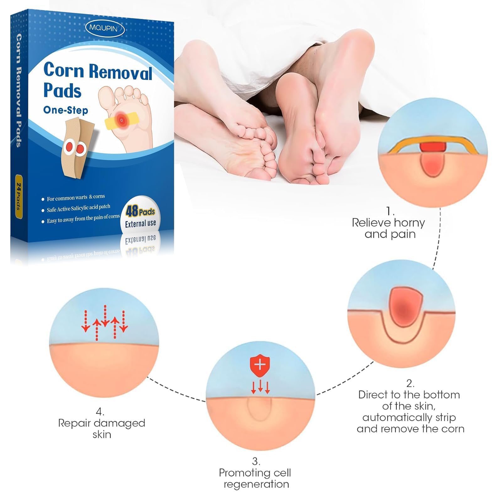 48 Count Corn Removal Pads for Feet and Toe