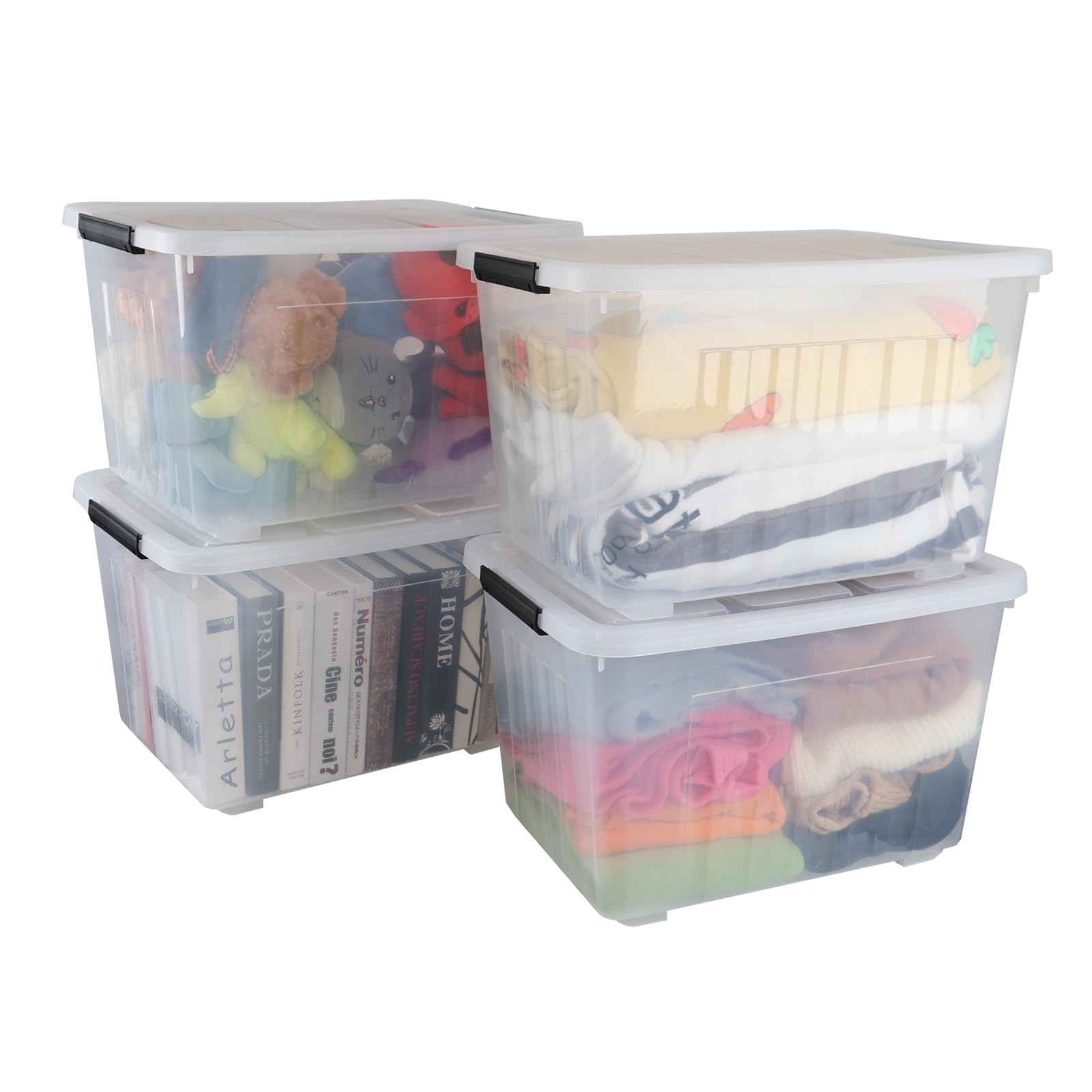 70 Quart Large Plastic Storage Bins with Wheels (4 Count)