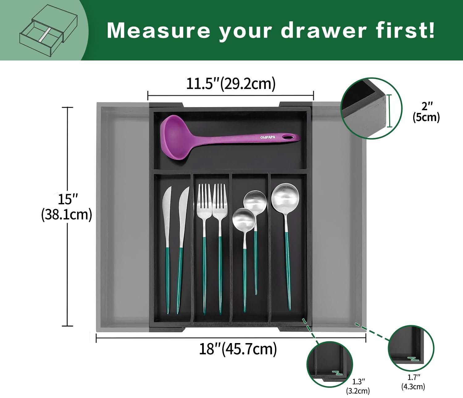 Bamboo Silverware Drawer Organizer