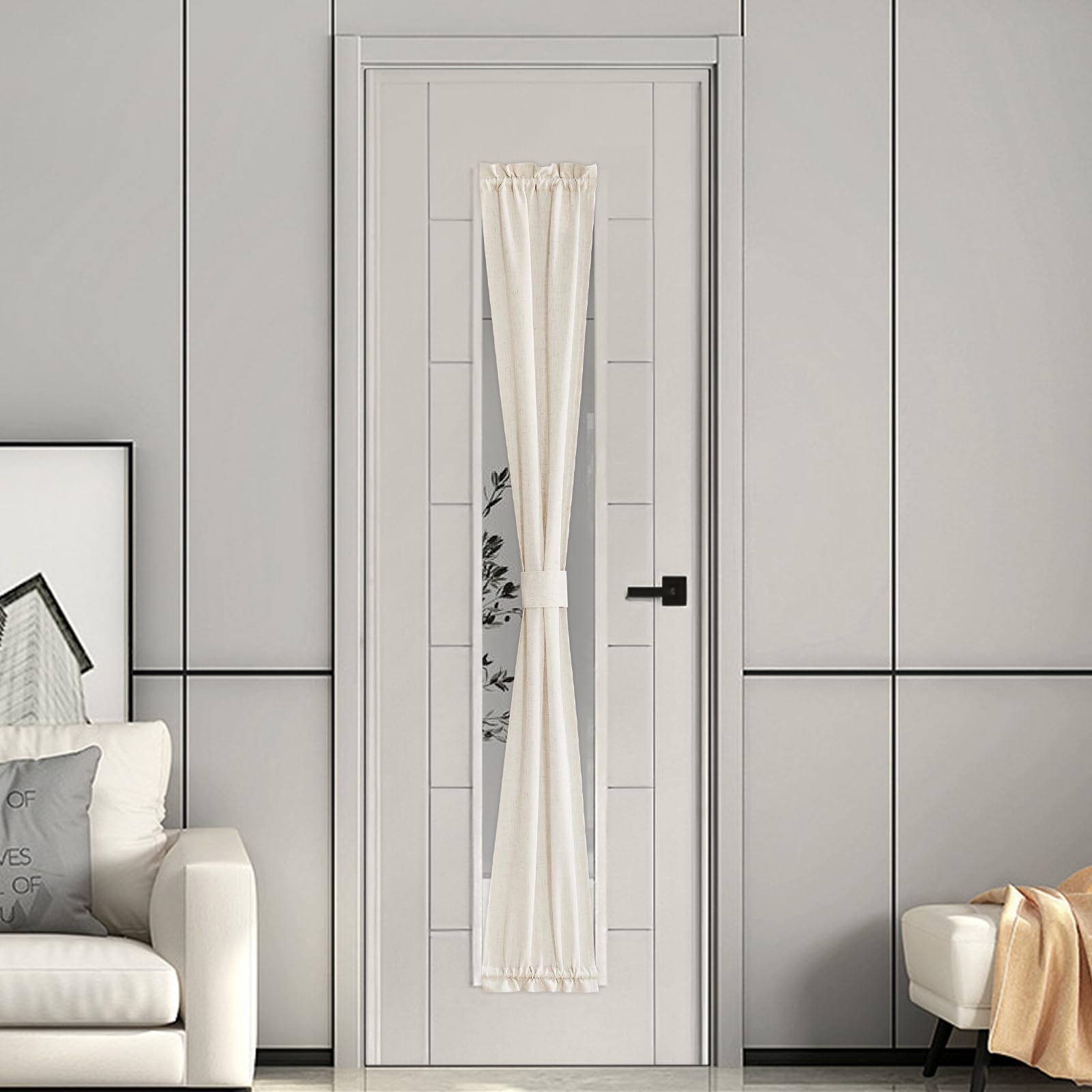 Natural Sidelight Curtains for Front Door 12 x 72 inches Long