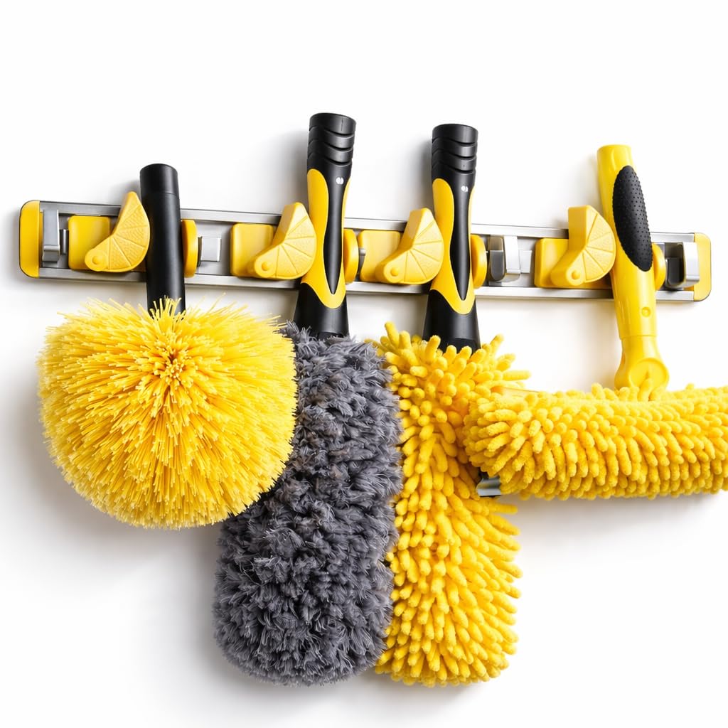 Wall Mounted Mop and Broom Holder Storage Organizer with Good Grip