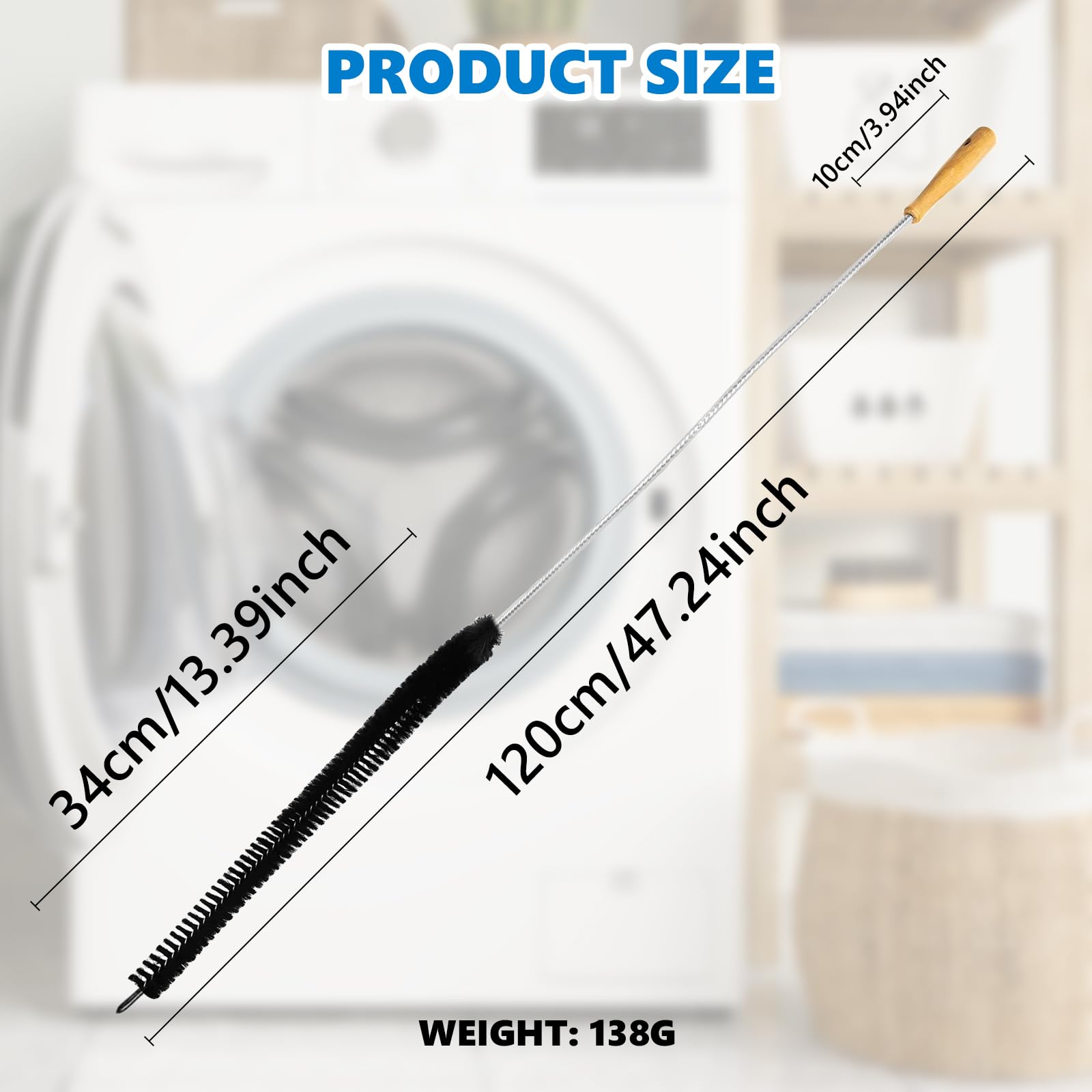 Dryer Lint Brush Vent Cleaner Tool 47.2 Inch Extra Long Flexible for Lint Trap Cleaning Tool Home Dryer Maintenance for DIY Users (2 Count)