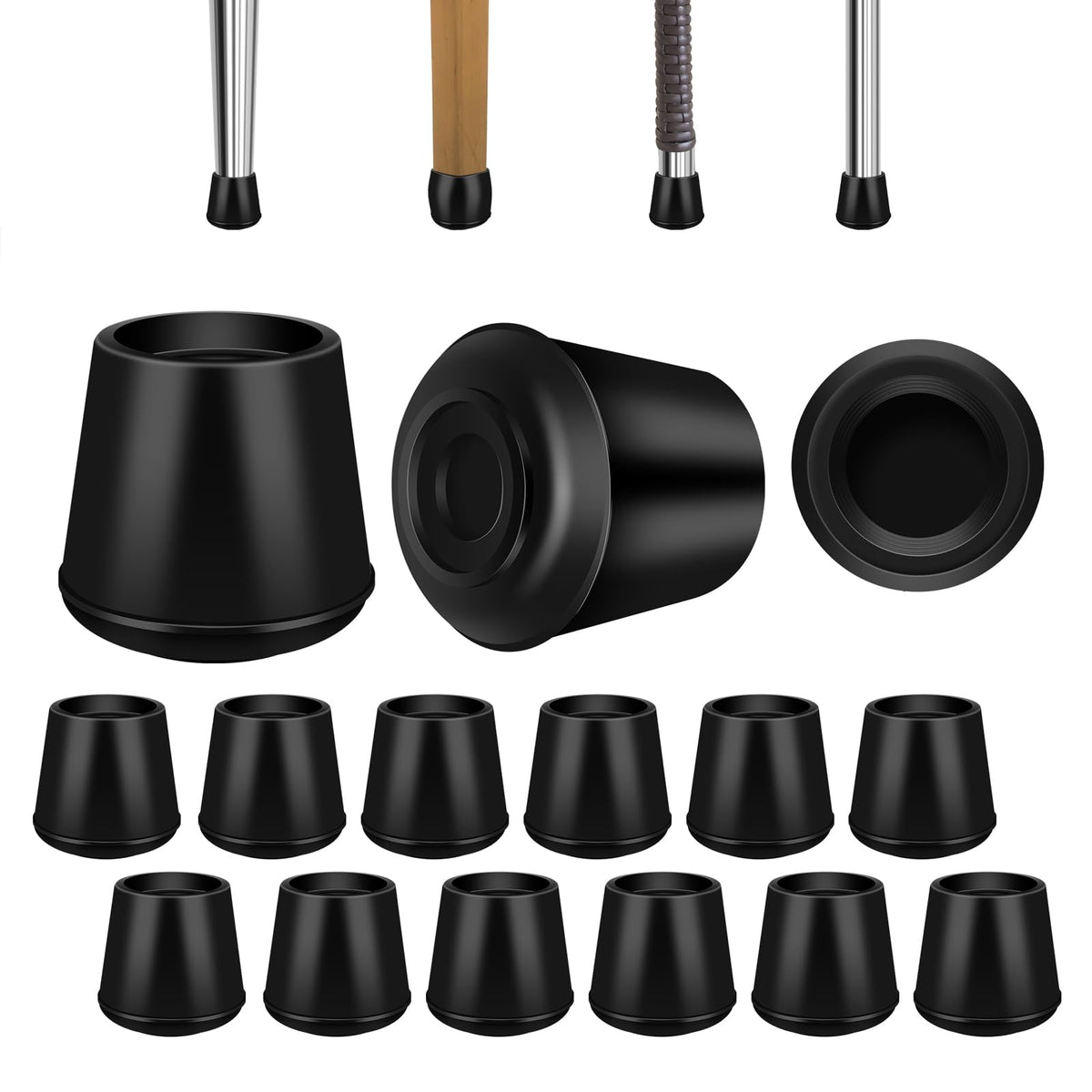 1" Round Rubber Chair Leg Tips Caps (24 Count)
