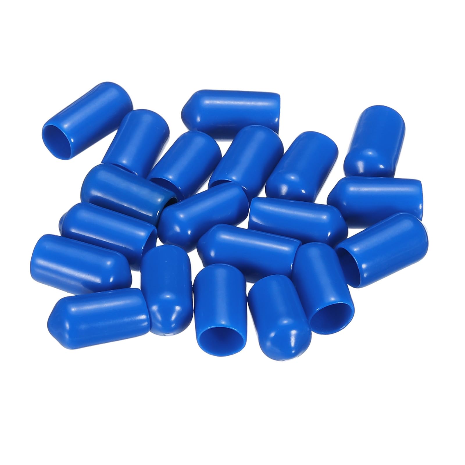 20pcs Rubber End Caps 7.5mm ID Vinyl PVC Round Tube Bolt Cap Cover Screw Thread Protectors Blue