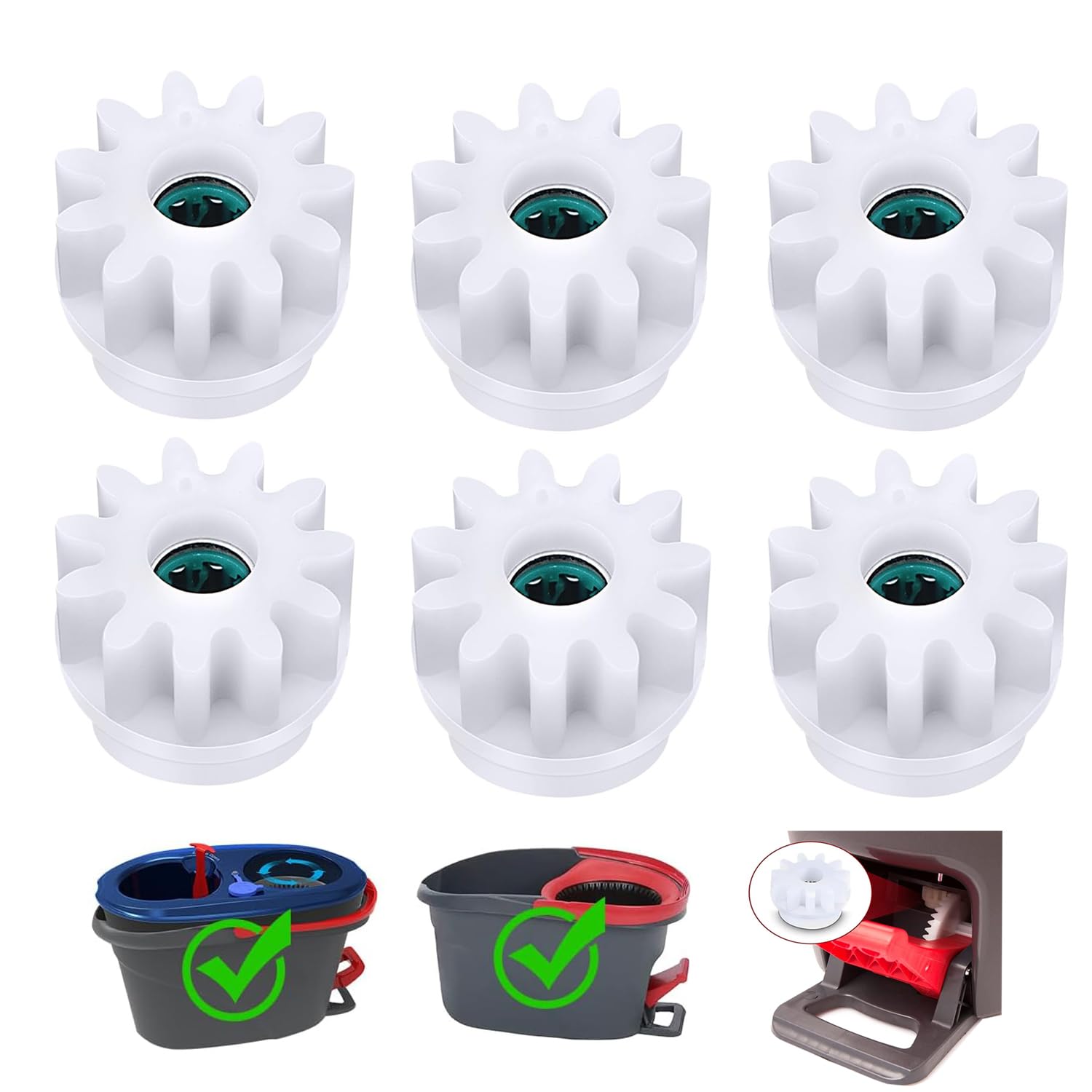 YWSH 6 Pack Spin Mop Bucket Gear Compatible with Ocedar Vilida Easy Mop Pedal Broom Bearing Gears Repair One Way Clutch Bearing Bucket Gear Sprockets Mop Gear for Spin Mop Bucket (6 Count)