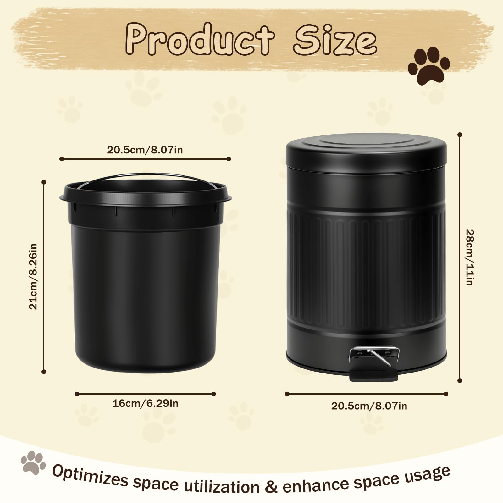 5L 1.3 Gal Dog Poop Trash Can with Lid