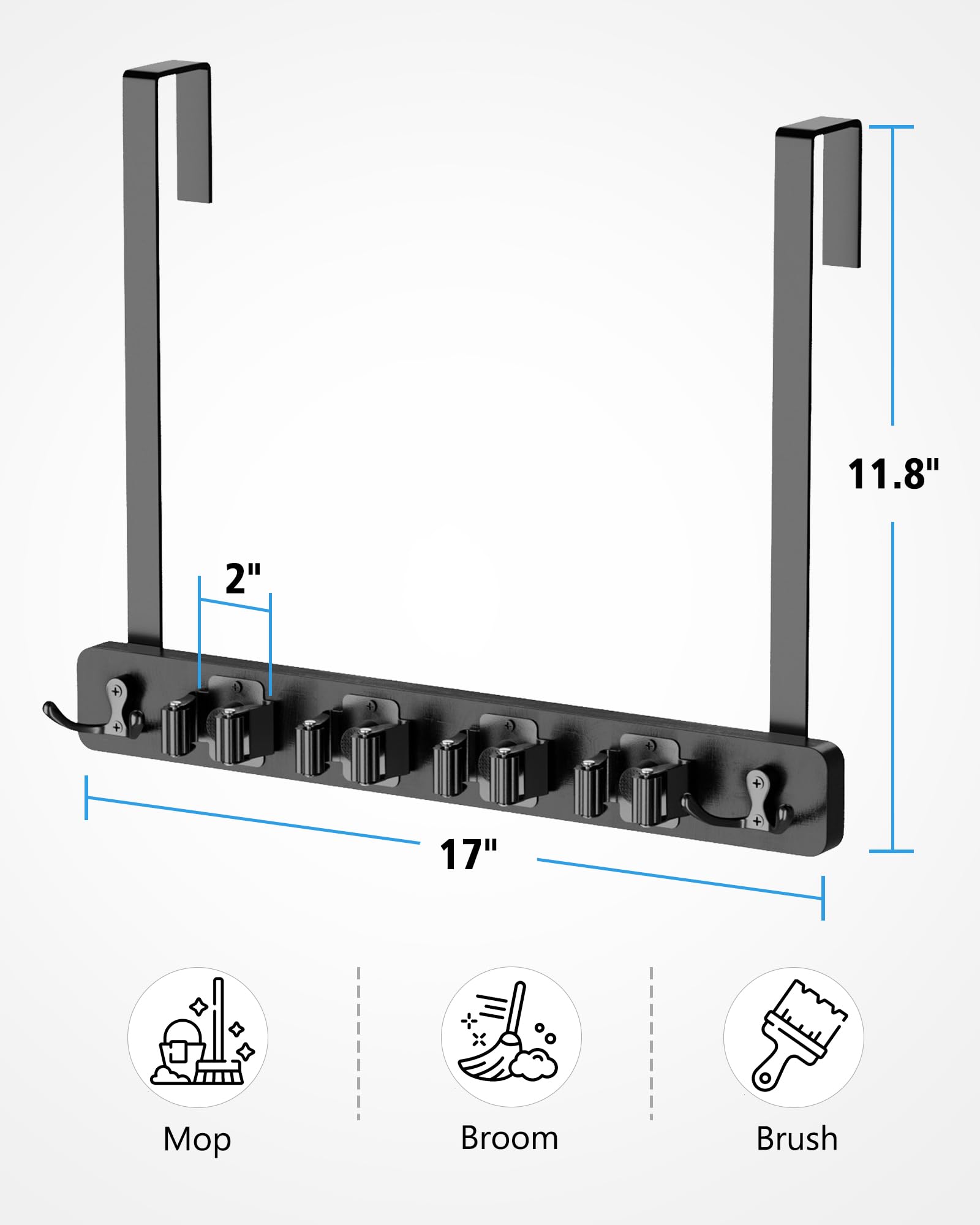 Over the Door Broom and Mop Holder