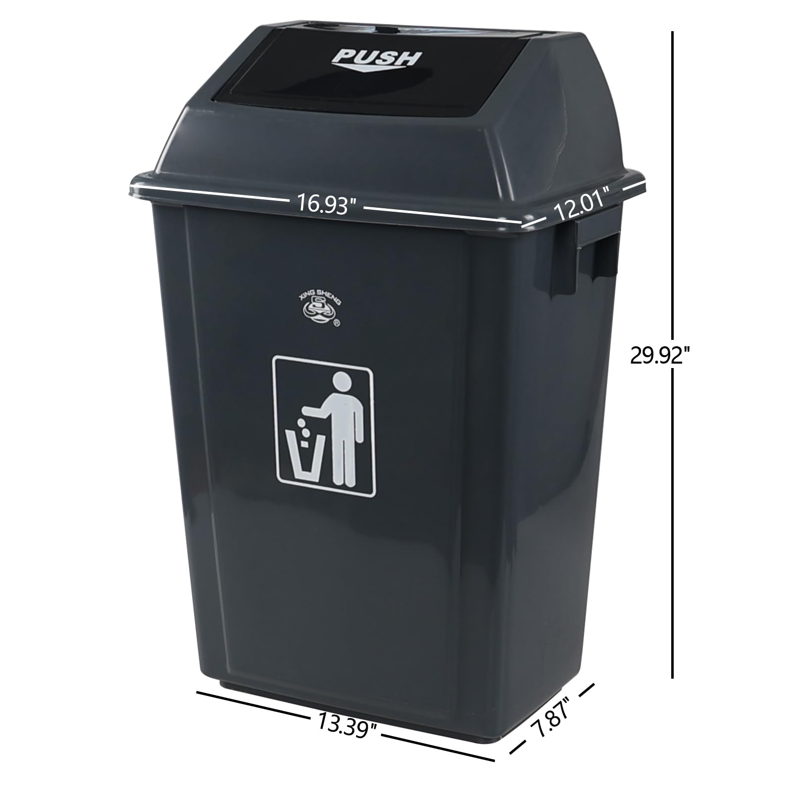 18 Gallon Tall Plastic Trash Can with Swing Lid (4 Count)