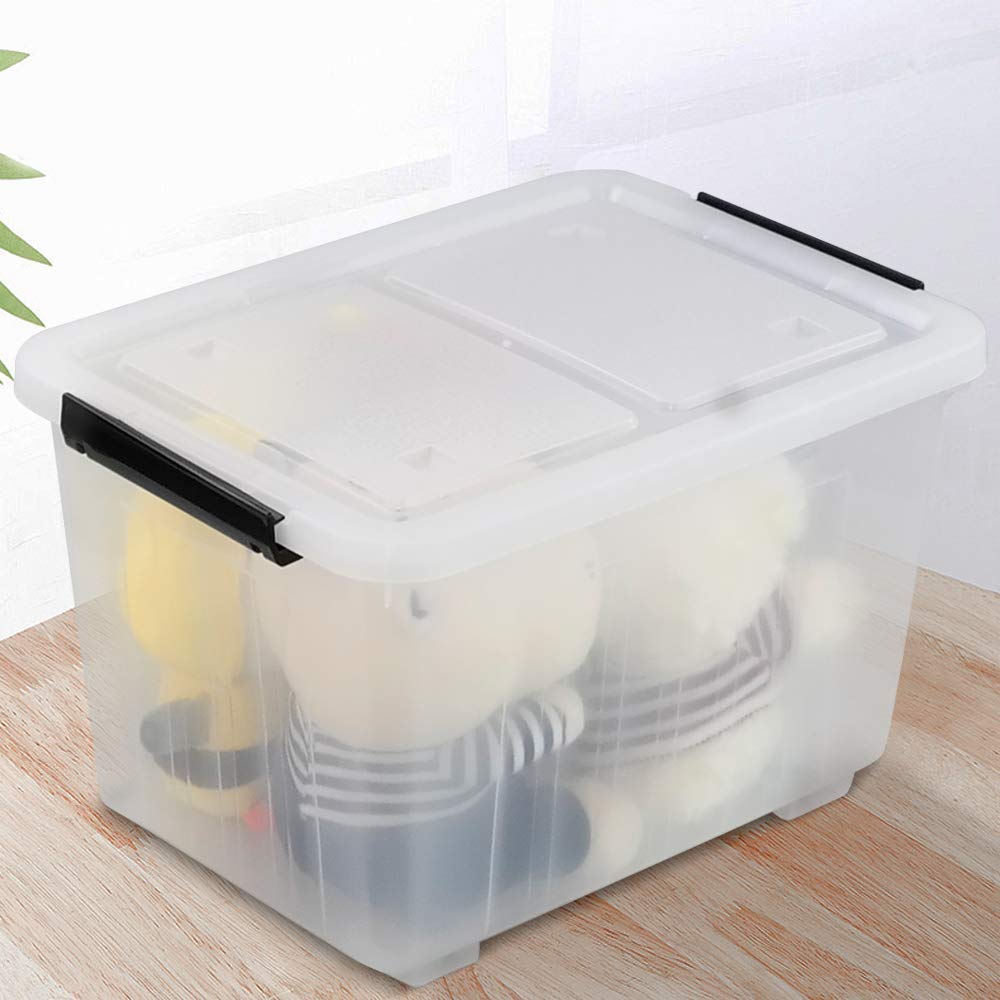 Clear Plastic Storage Bins with Wheels (4 Count)