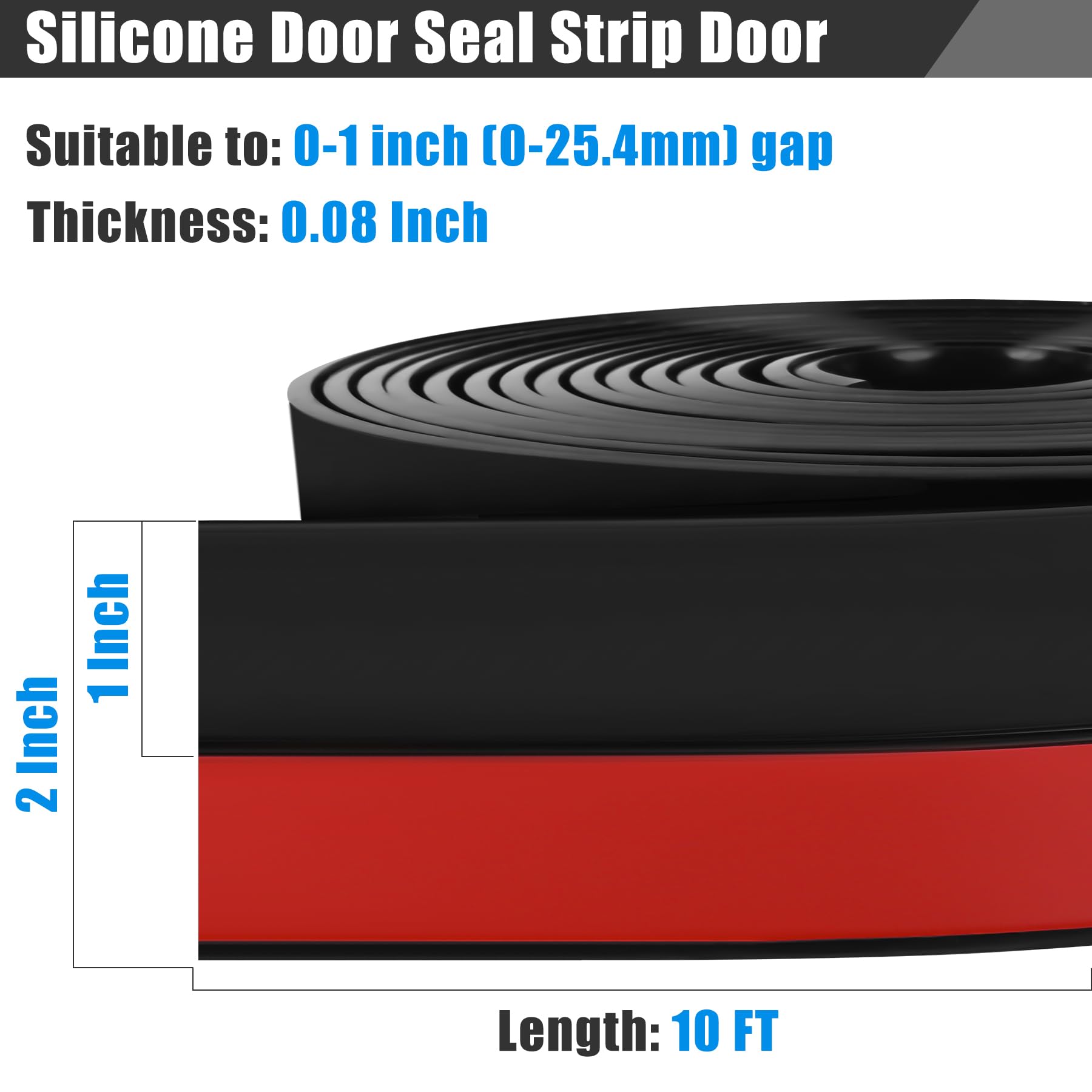 Draft Seal Tape for Doors and Windows 2 in x 10 Ft Silicone Weather Stripping Extra Thick 2mm Door Seal Strip with Strong Adhesive Draft Insulation Stopper Side Seal (10 Foot)