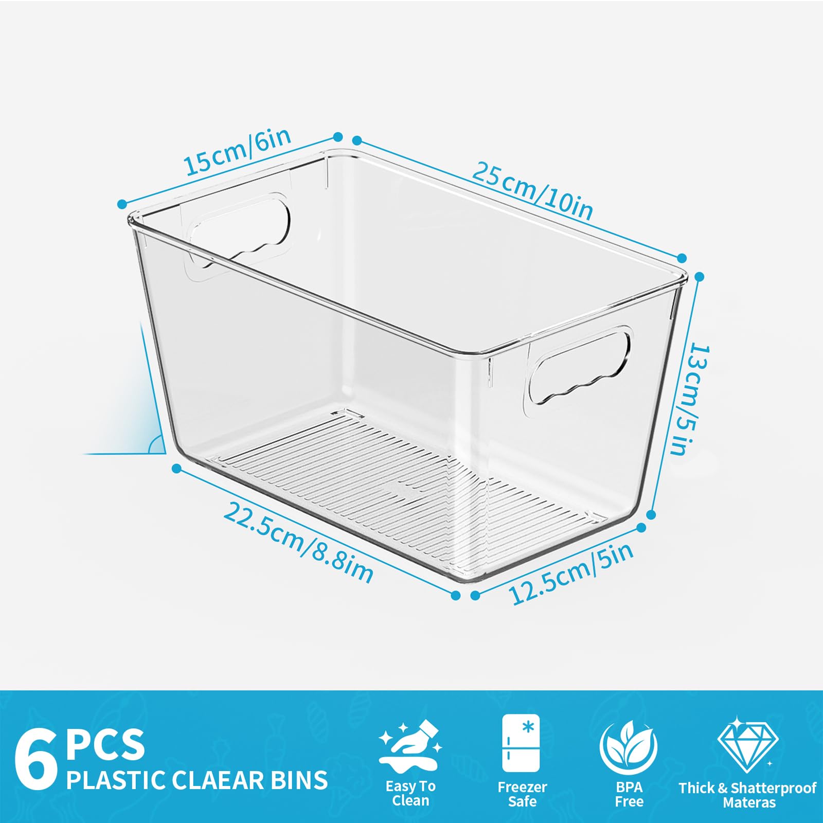 Clear Fridge Organizer Bins with Handles