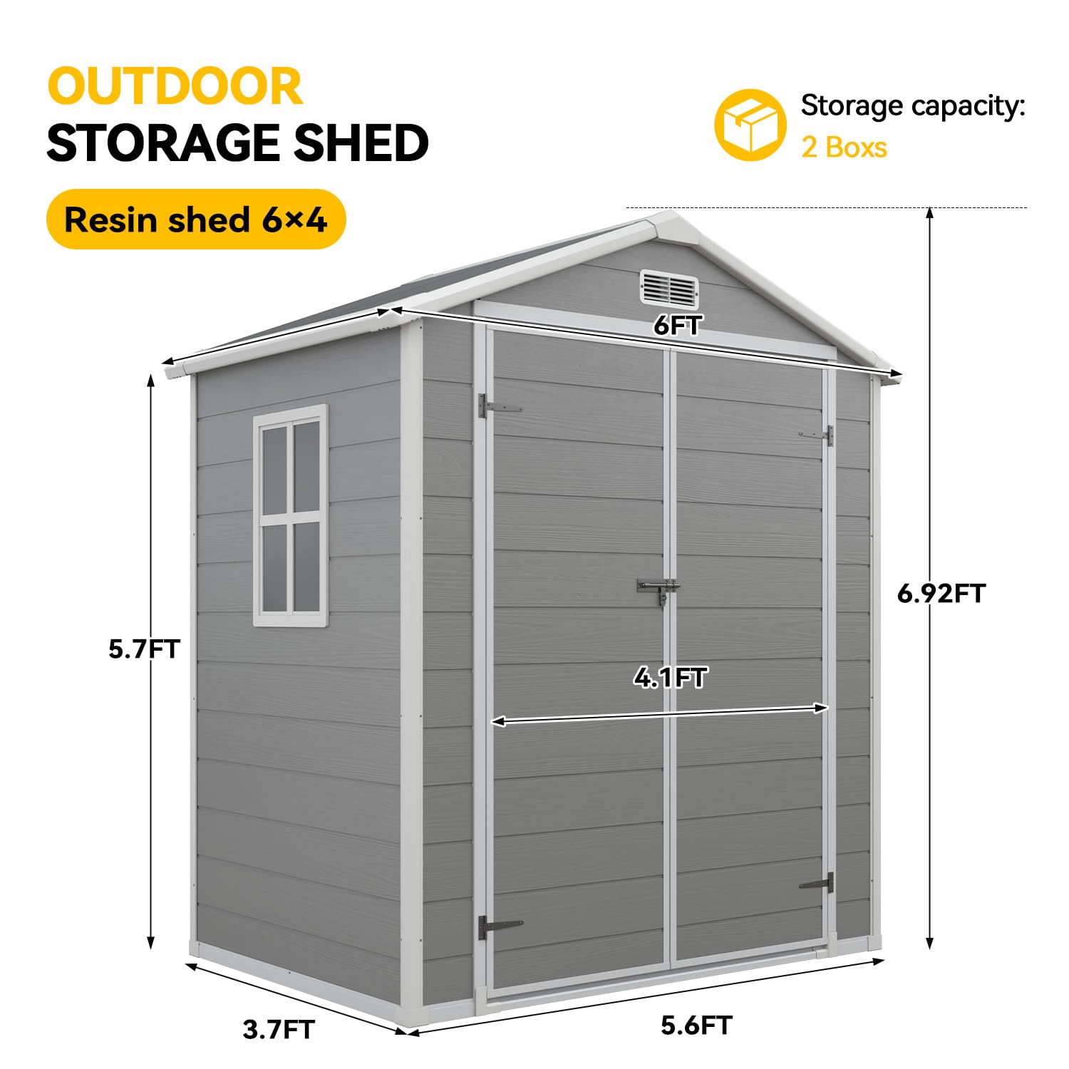 6x4 FT Outdoor Storage Shed