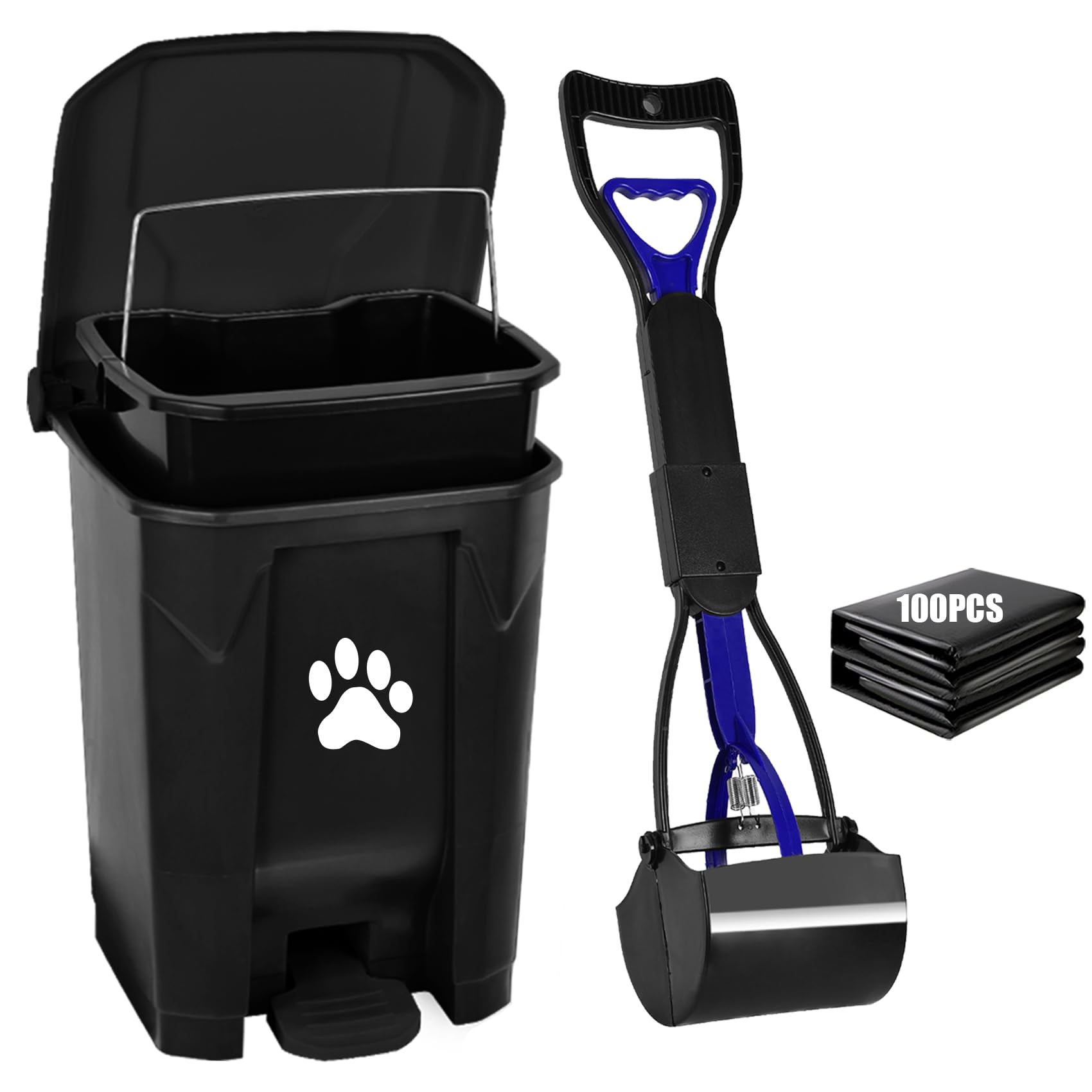 Outdoor Dog Poop Trash Can with Pooper Scooper for Yard
