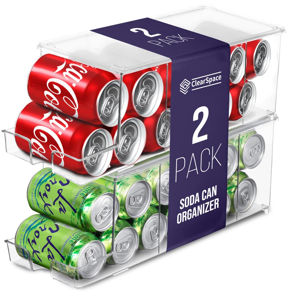 Soda Can Organizer Dispenser for Refrigerator (2 Count)