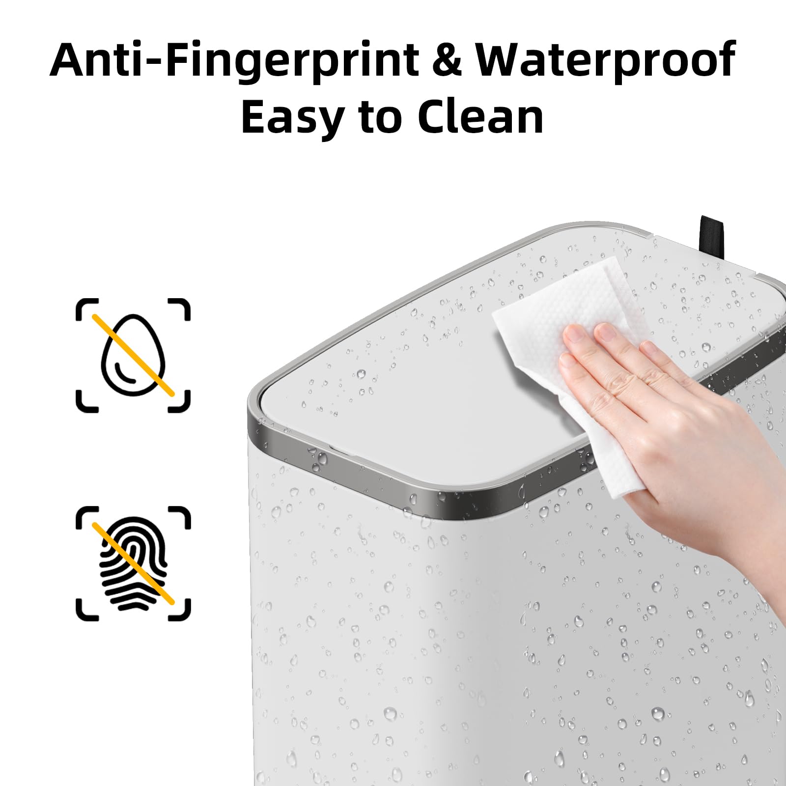 Stainless Steel Bathroom Trash Can with Lid Soft Close (60 Count)