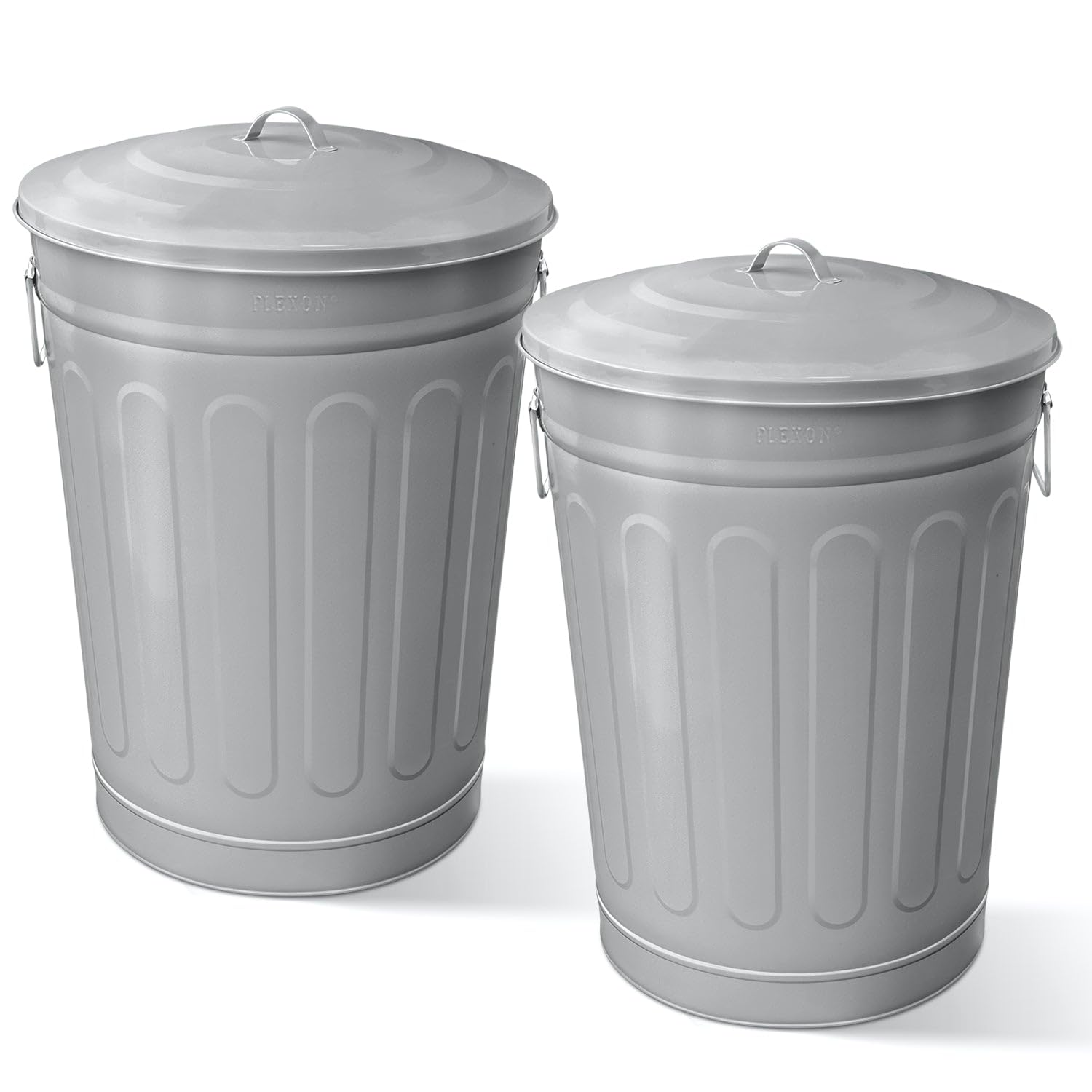 13 Gallon Metal Trash Can with Lid Outdoor Vintage Trash Can Steel Retro Garbage Can for Kitchen Farmhouse Rustic Bird Seed Storage Pet Food Cute Bucket (2 Count)
