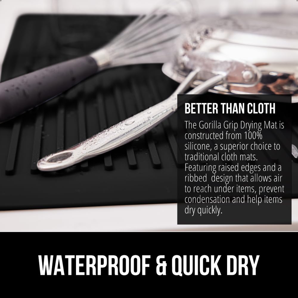 100% BPA Free Patented Silicone Dish Drying Mat for Kitchen Counter