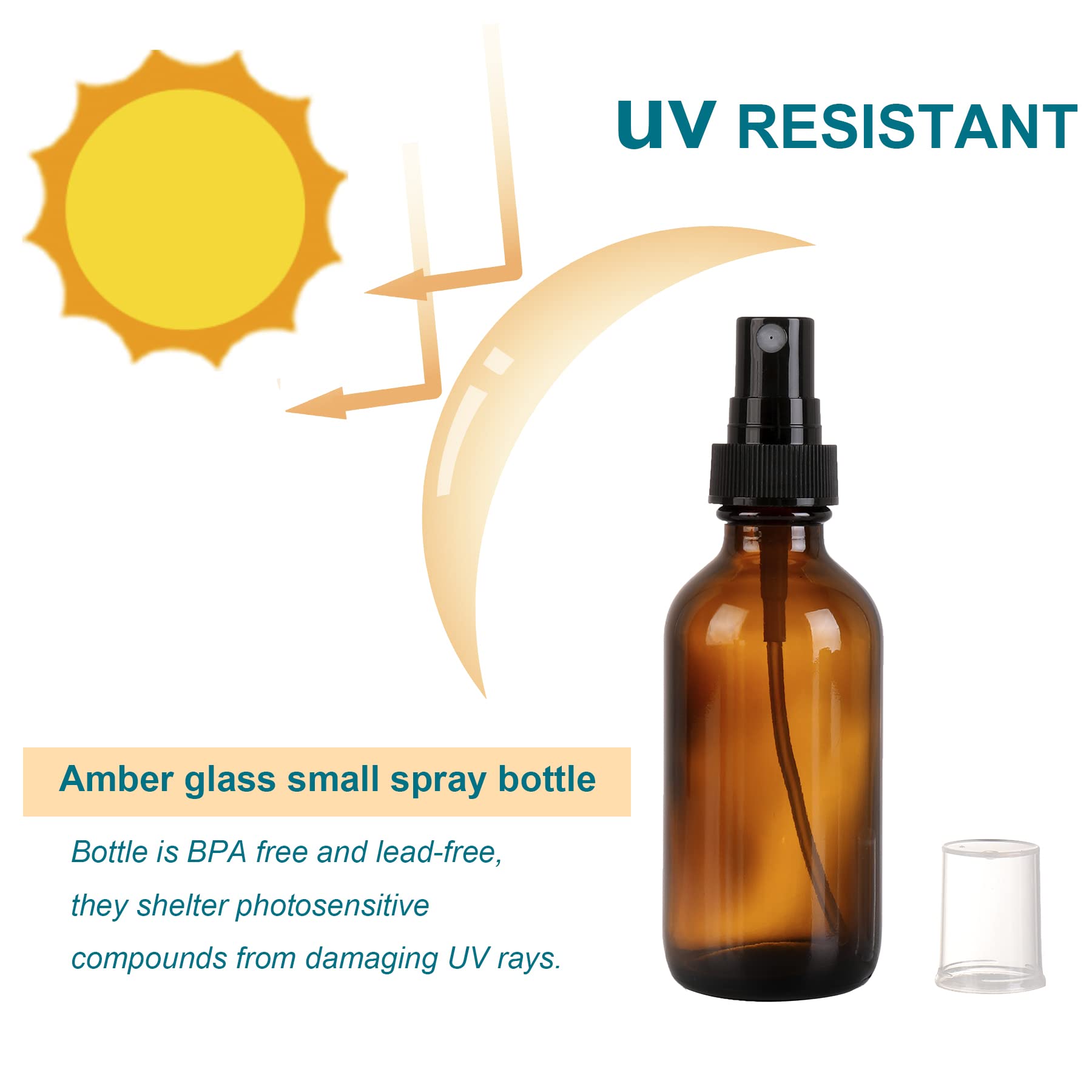Amber Glass Small Spray Bottle 2 oz 24 Packs (24 Count)