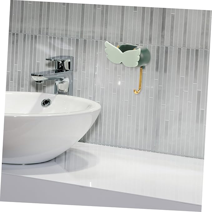 Happyyami Broom Mop Holder Wall Mount Cartoon Wings Hook TPR Material Home Organizer