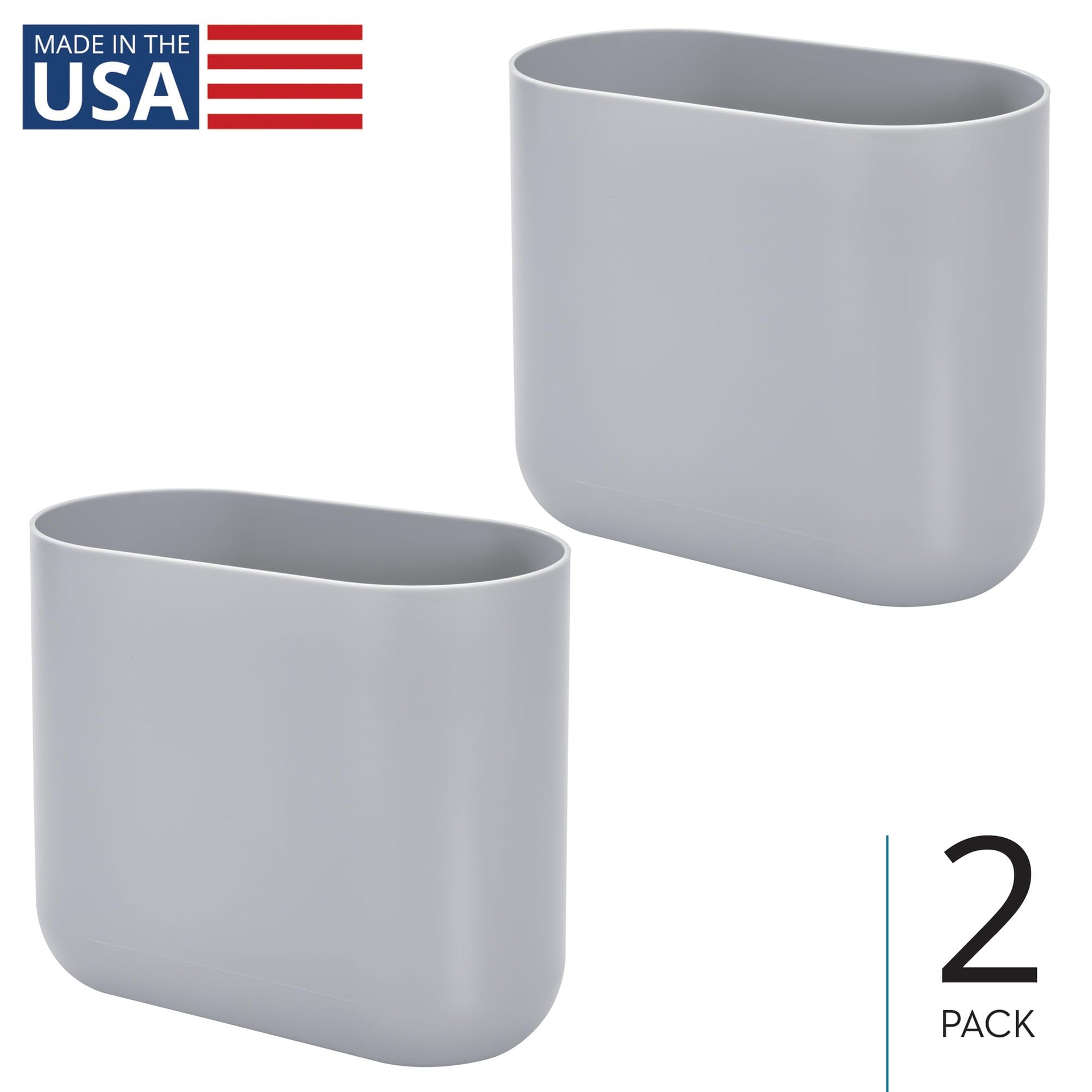 Small Slim Plastic Bathroom Trash Can (2 Count)