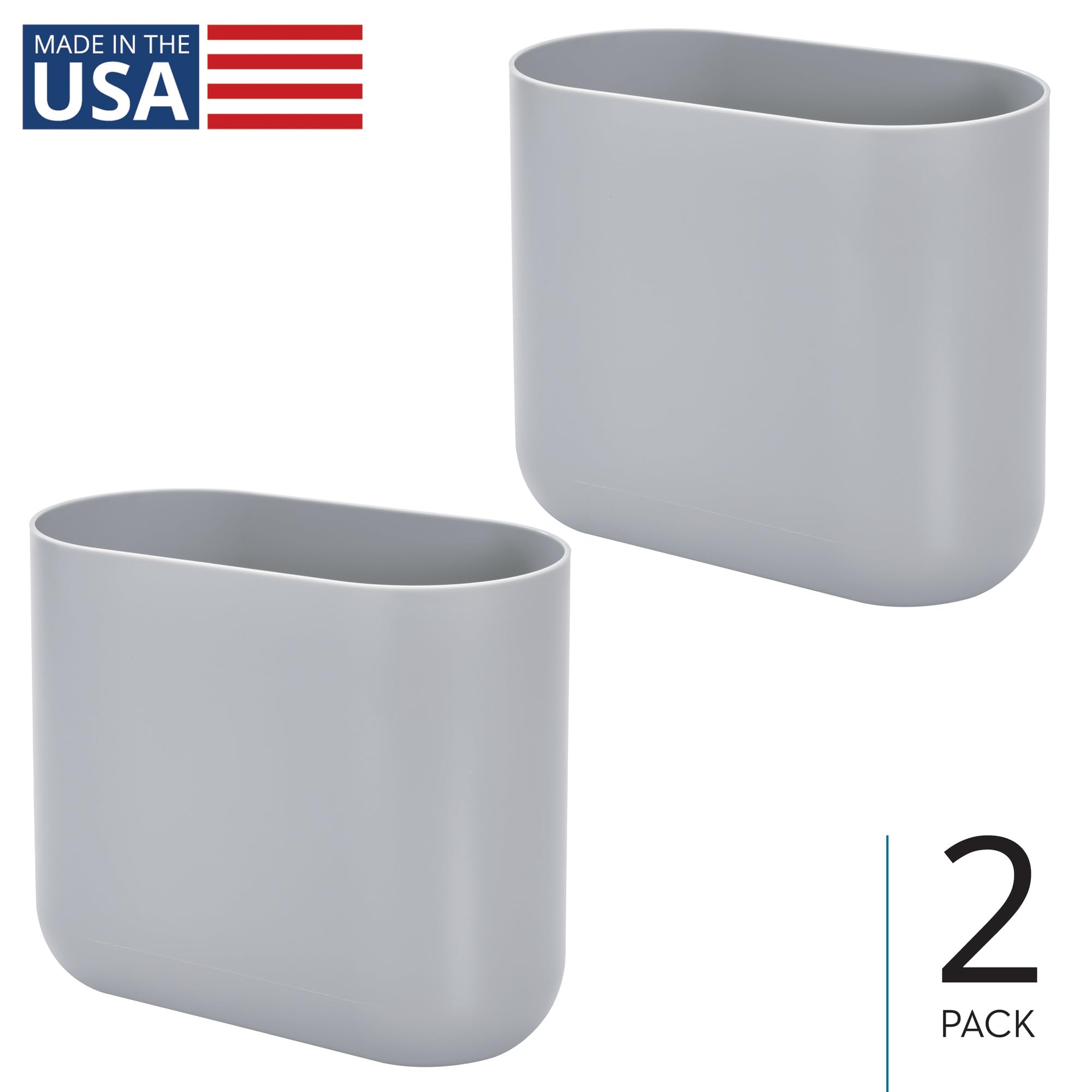 Small Slim Plastic Bathroom Trash Can (2 Count)