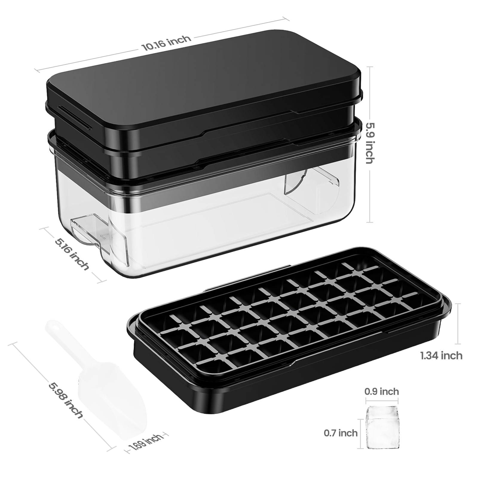 1" Ice Cube Tray with Lid and Bin
