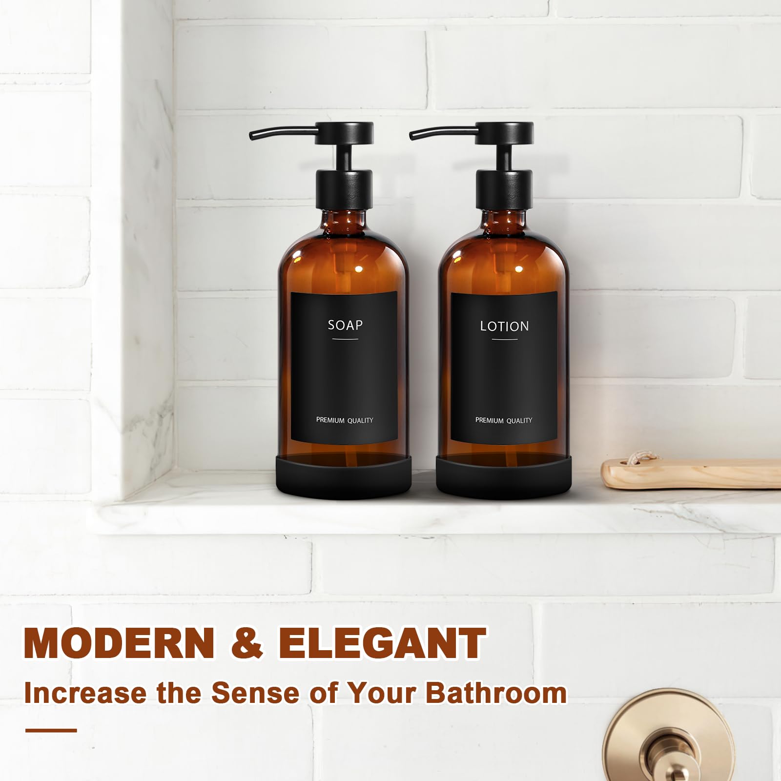Amber Glass Soap Dispenser 4 Pack (16.9 Fl Oz)