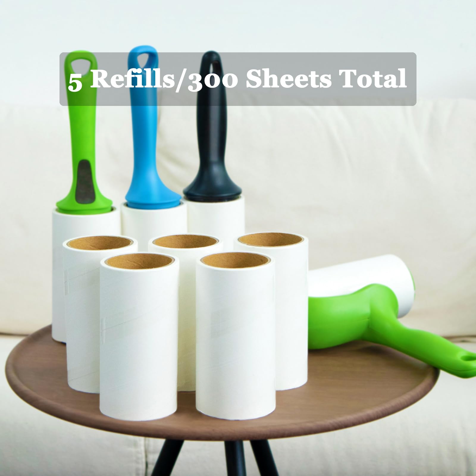 4.6 inch Giant Lint Roller Refills Compatible with Evercare Giant Lint Rollers and T Handle Lint Roller Extreme Stick Pet Hair Remover Adhesive Refills 5 Rolls 60 Sheets per Roll Total 300 Sheets (300 Count)