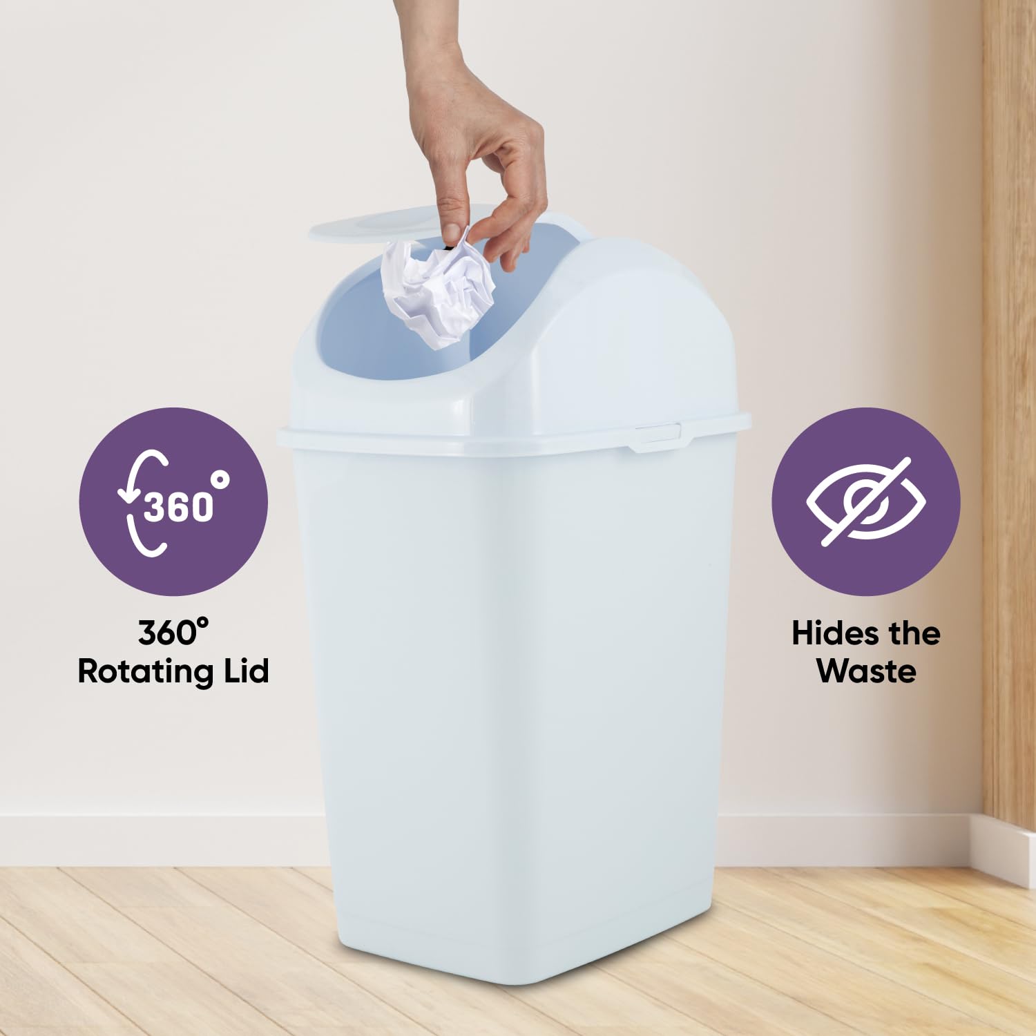 Kitchen Trash Can with Swing Top Lid 9 Gallon Slim Waste Bin 37 Qt Sturdy Plastic Garbage Can Medium Recycling Bin for Office