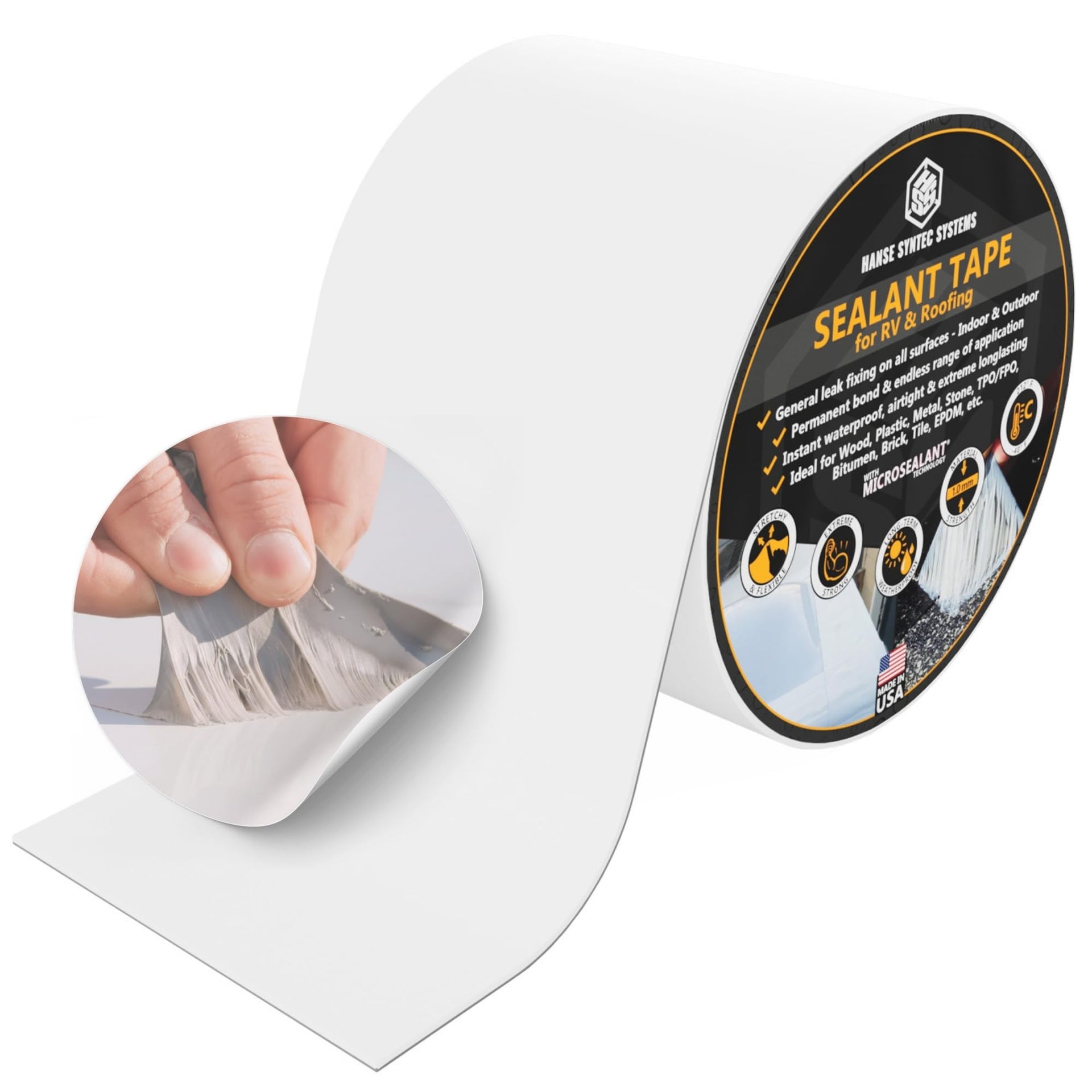 Sealant Tape with MicroSealant White 4 inch x 50 feet RV & Roof Repair (50 Foot)
