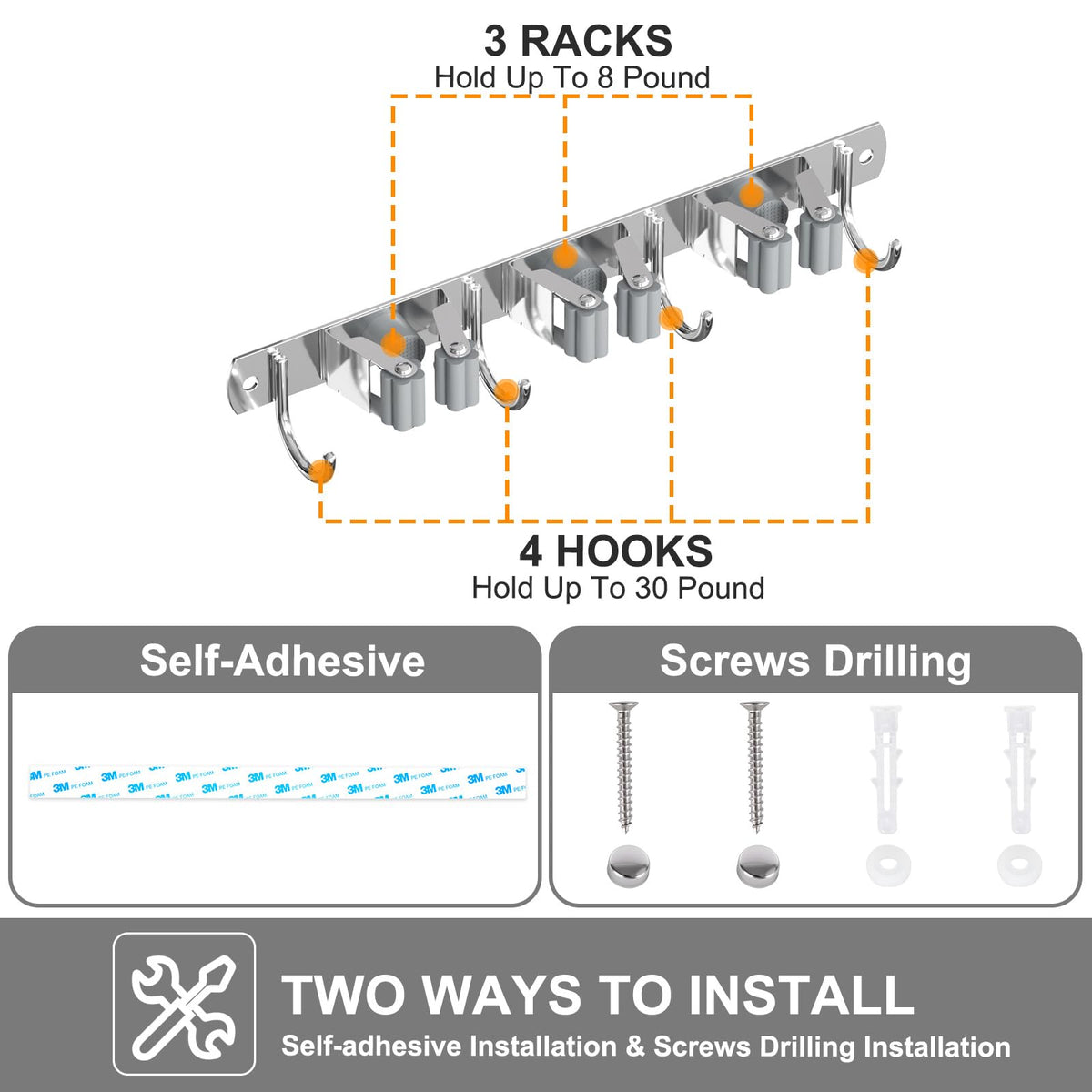 Broom Holder Wall Mount