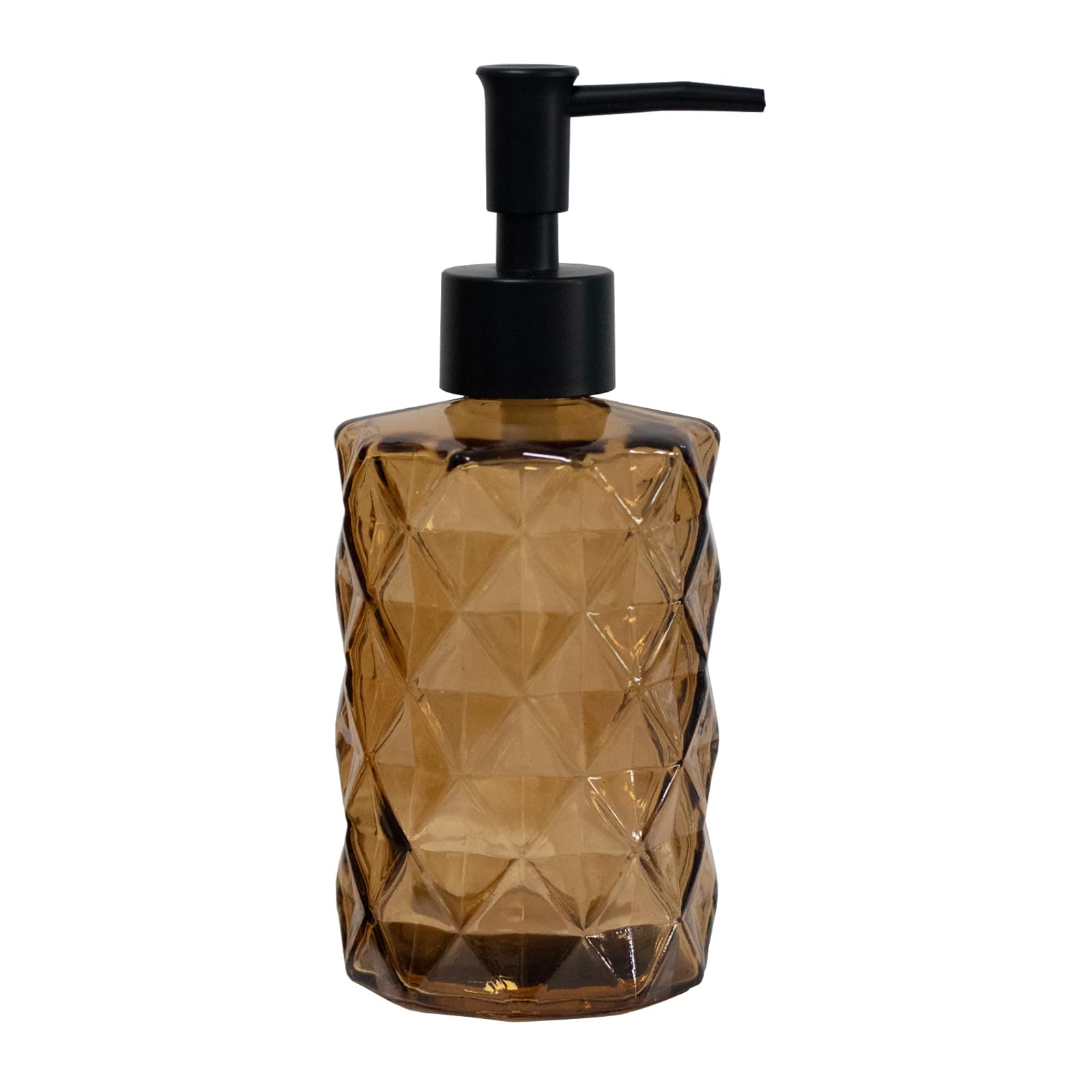 Brown Bathroom Soap Dispenser with Black Plastic Pump