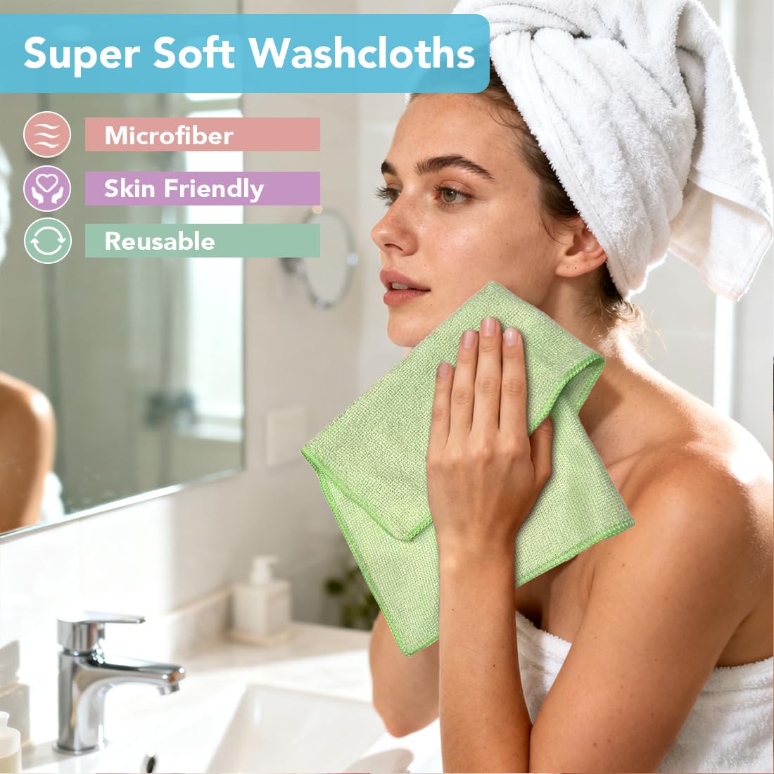 Wash Cloths Face Towels 12x12 Inch 10 Pack (10 Count)