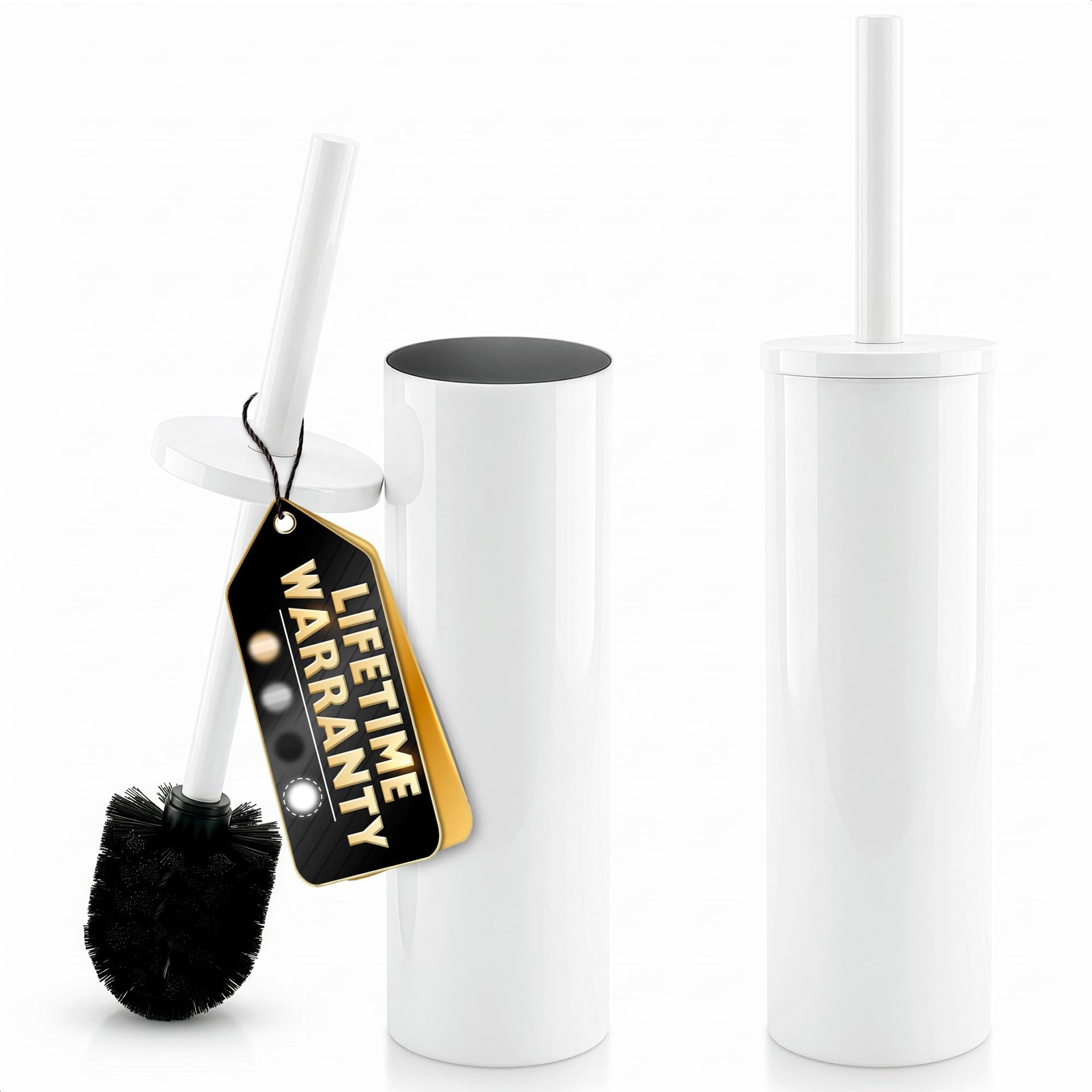 2Pcs Stainless Steel Toilet Brush and Holder Set (2 Count)