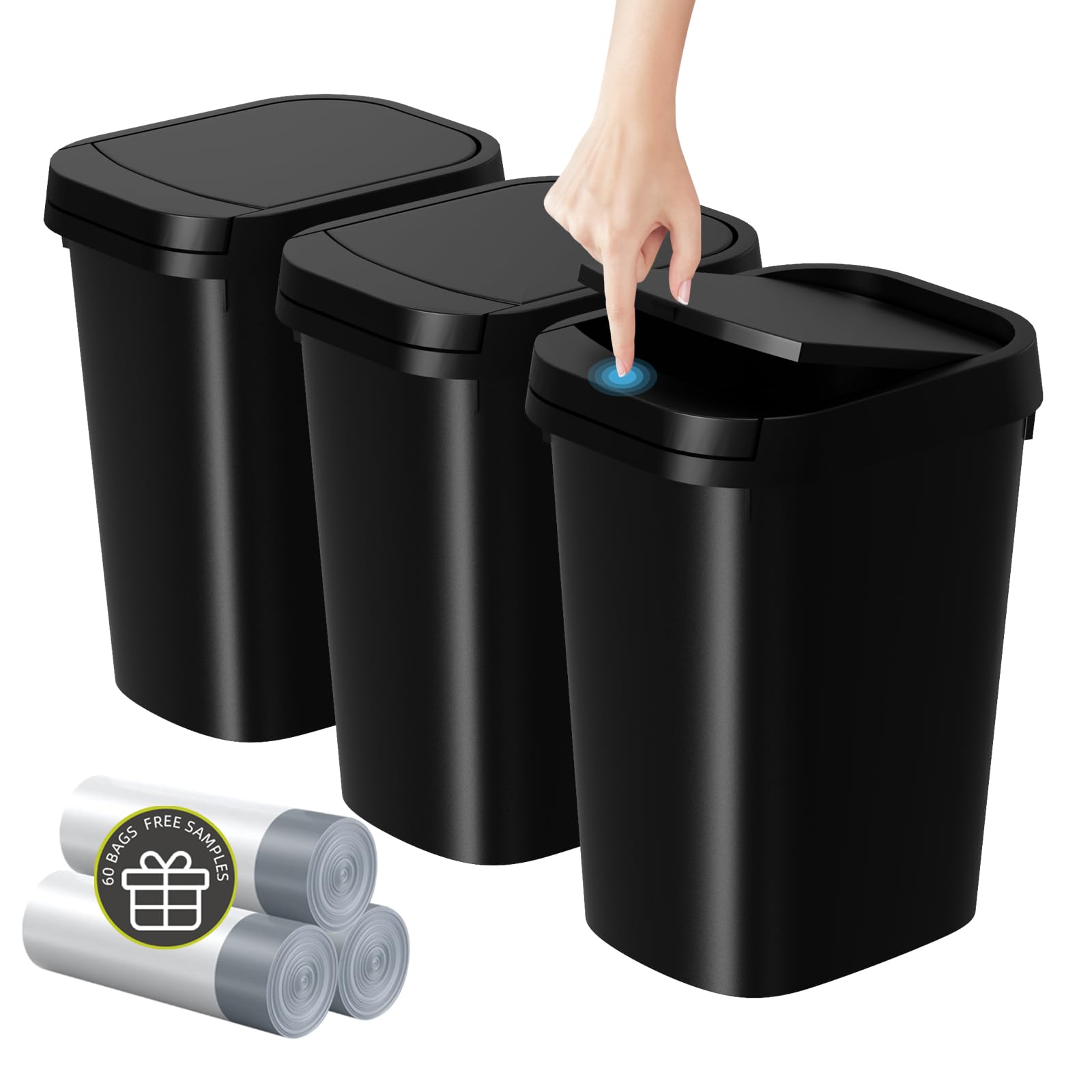 3 Pack Bathroom Small Trash Can with Lid (3 Count)