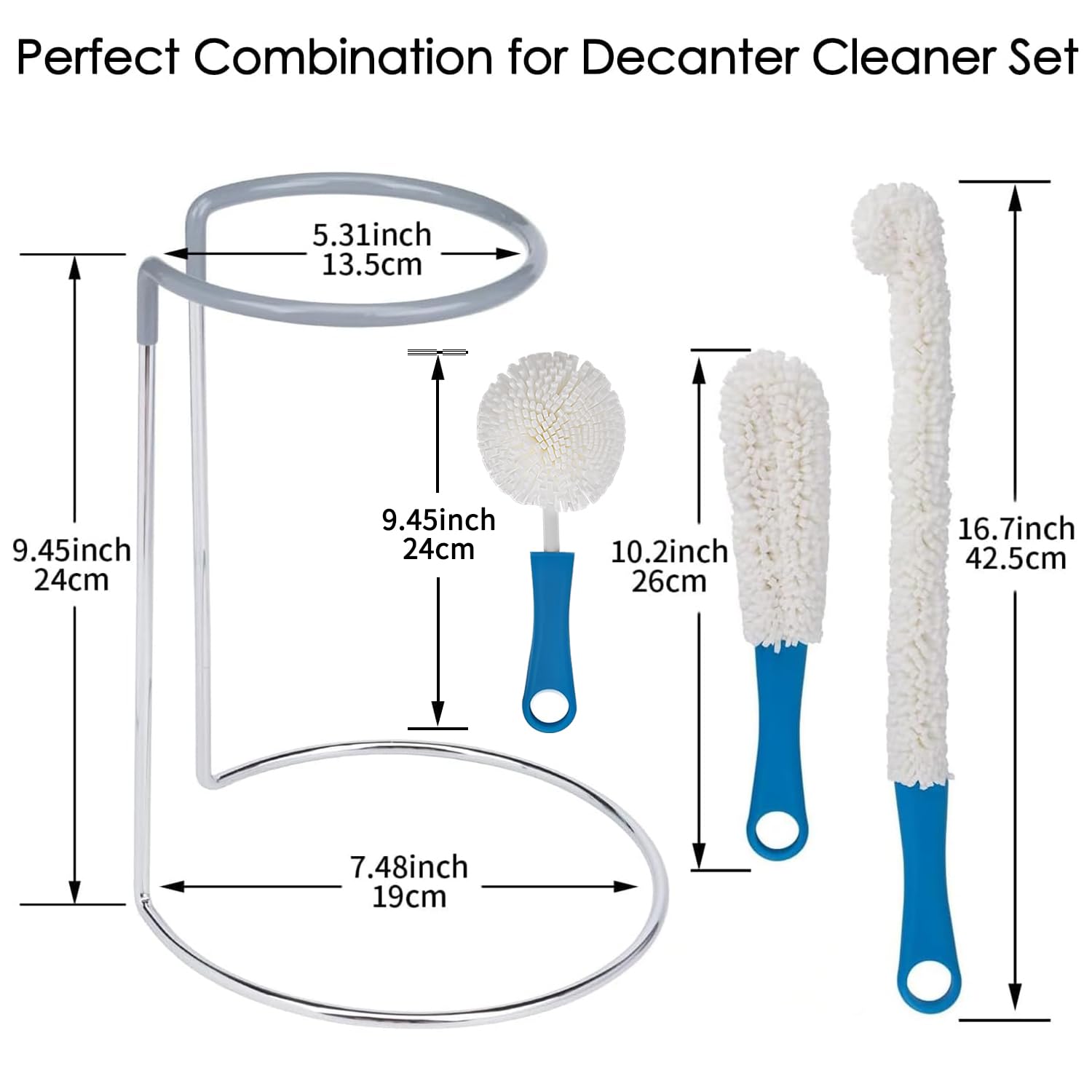 Wine Decanter Drying Stand with Rubber Coated Top to Prevent Scratches (5 Count)