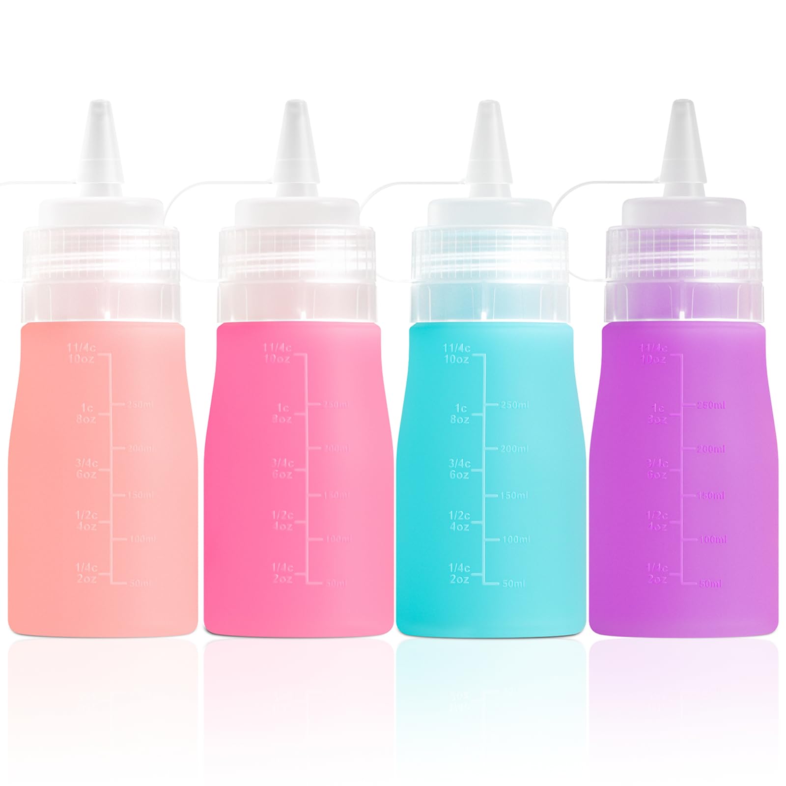 12 oz Silicone Squeeze Bottles for Sauces & Oil (4 Count)