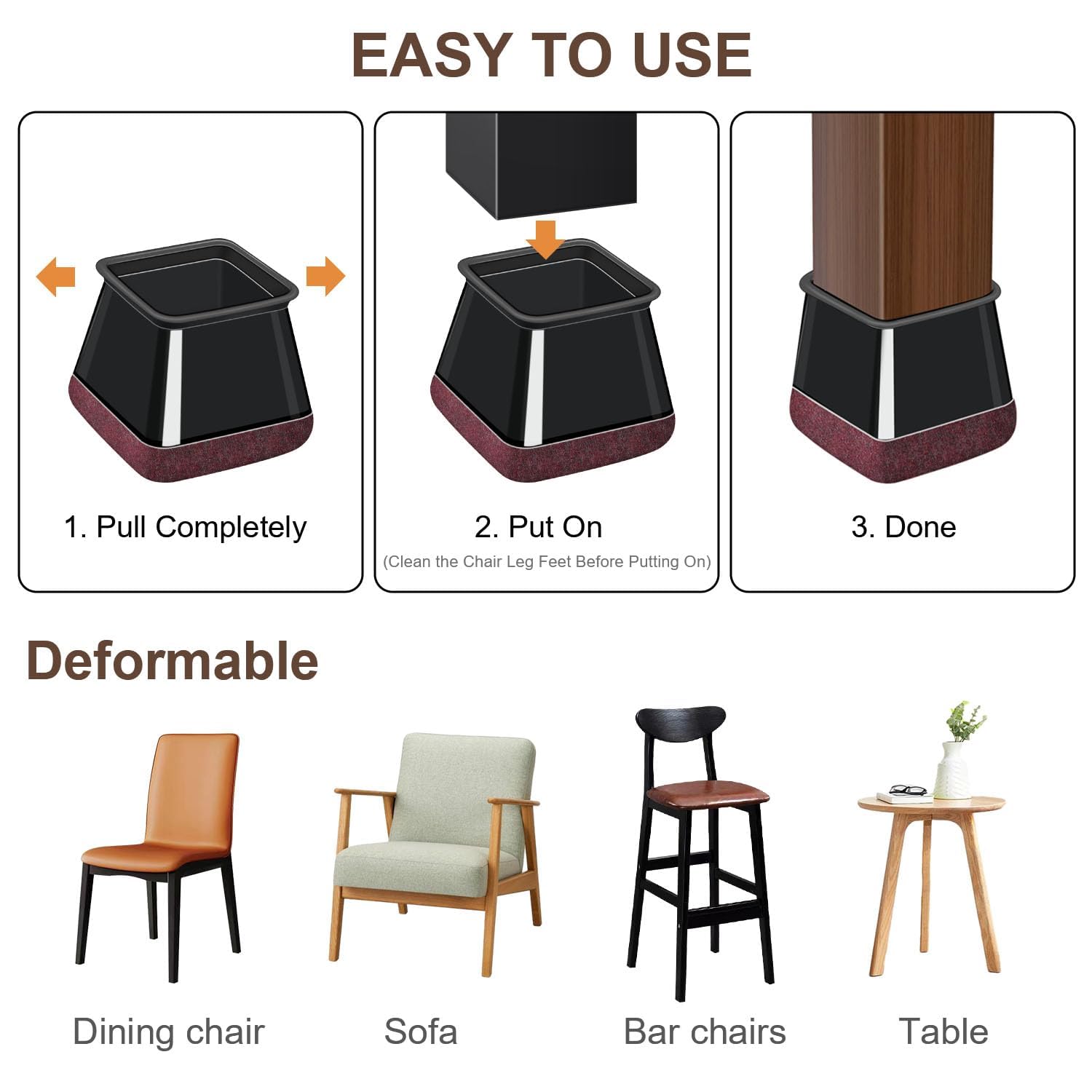 40 Pcs Chair Leg Floor Protectors Black Fit Diameter (40 Count)
