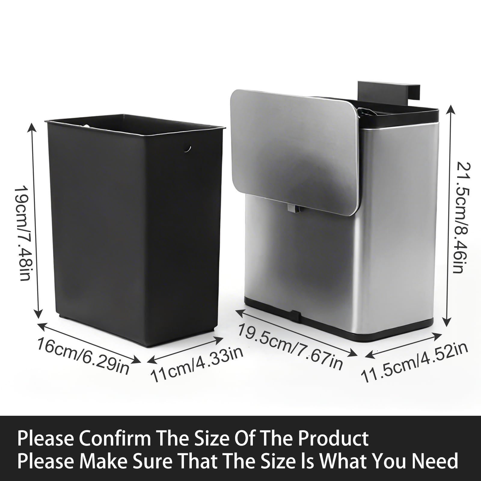Mini Hanging Trash Can with Lid for Kitchen Cabinet Door