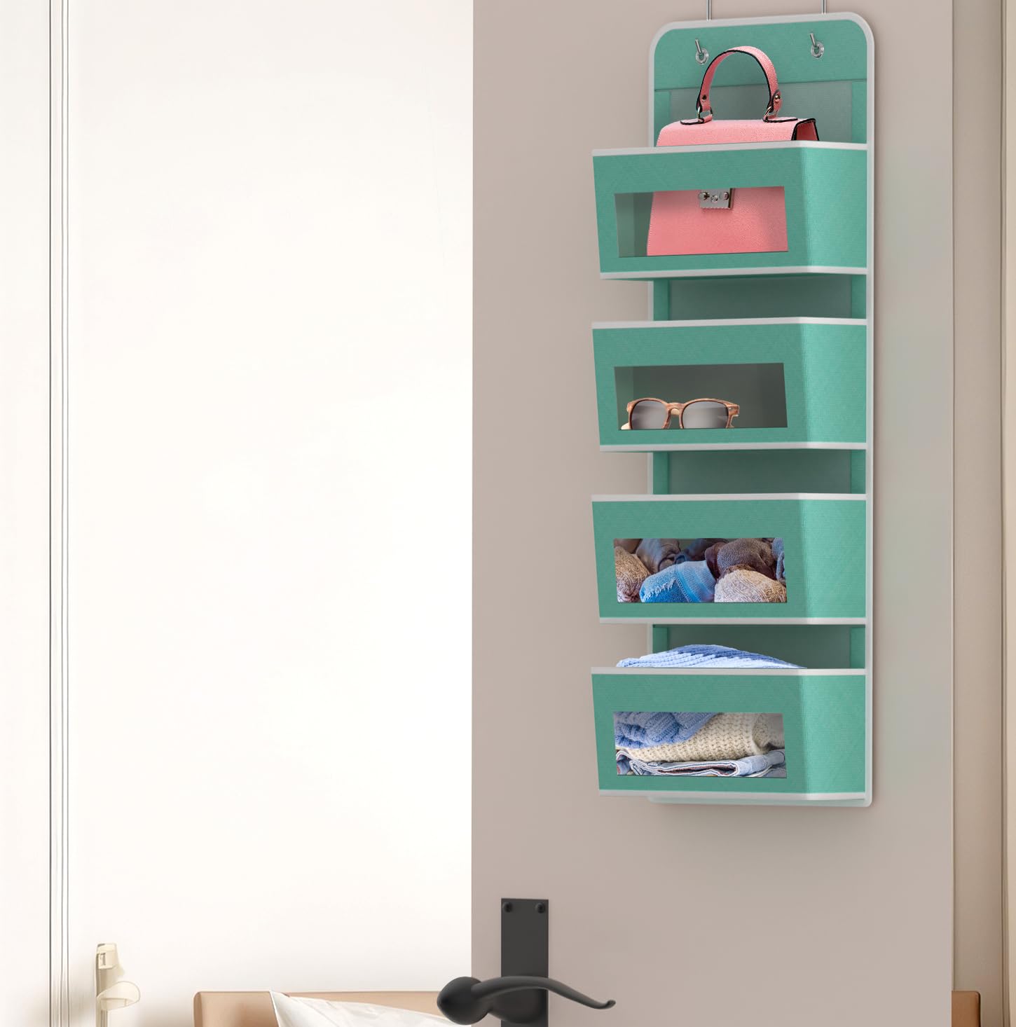 4 Clear Pocket Over Door Hanging Organizer