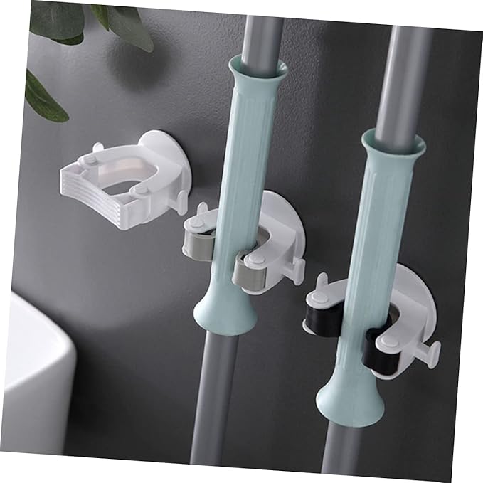 4pcs Broom Hanger Wall Mount Mop Clip Safe Material for Strong and Storage Easy Wall Installation