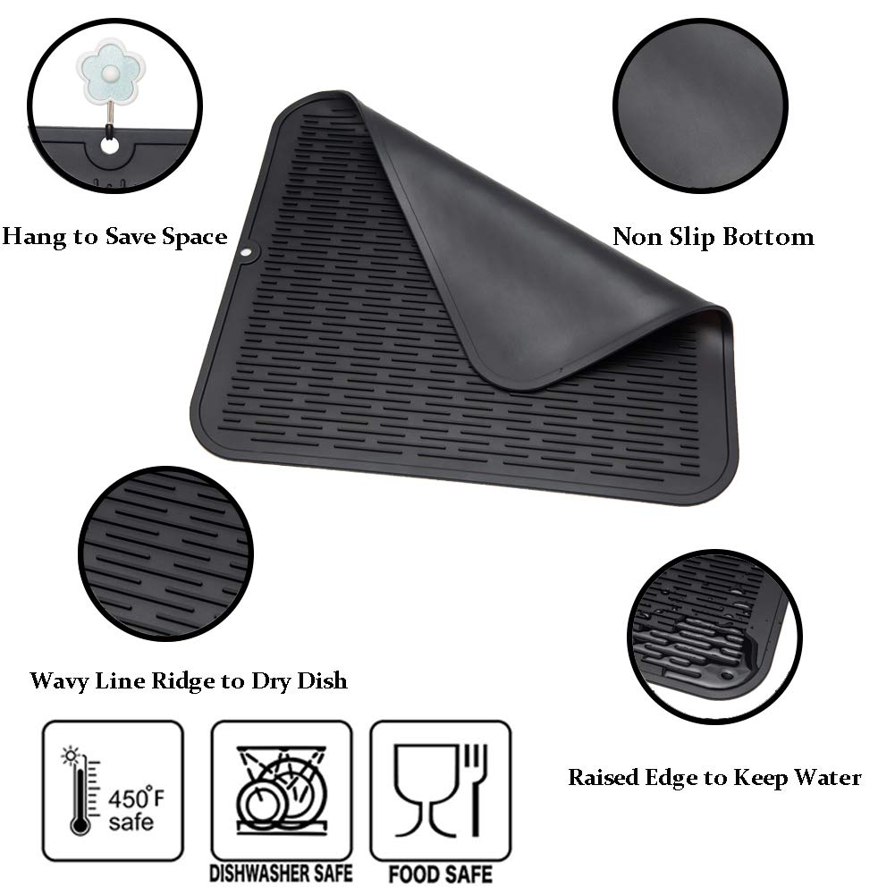 2 Pcs Heavy Duty Silicone Dish Drying Mat (2 Count)